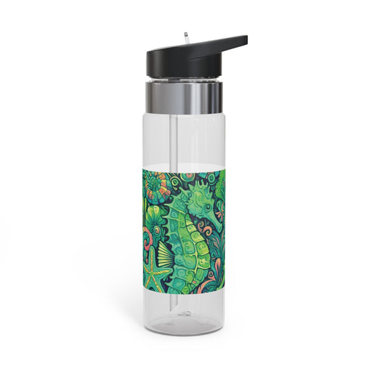 Tropical 20oz Tritan Sport Water Bottle -  Leakproof, Lightweight, BPA-Free / Seahorse Trio, Hot Lime Macro