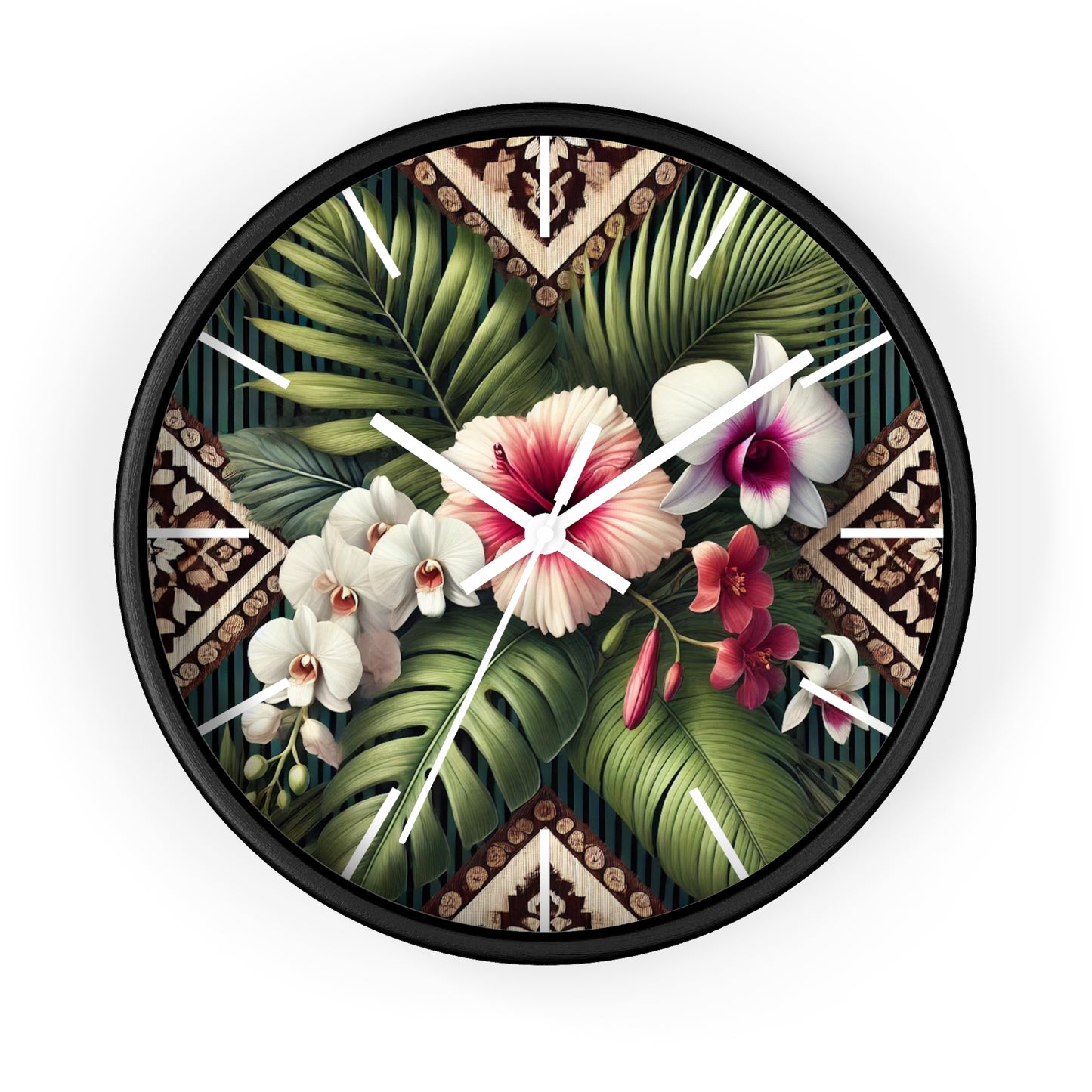 Tiki Orchids Wall Clock – Fun Home Decor for Nature Lovers, 6 Variants