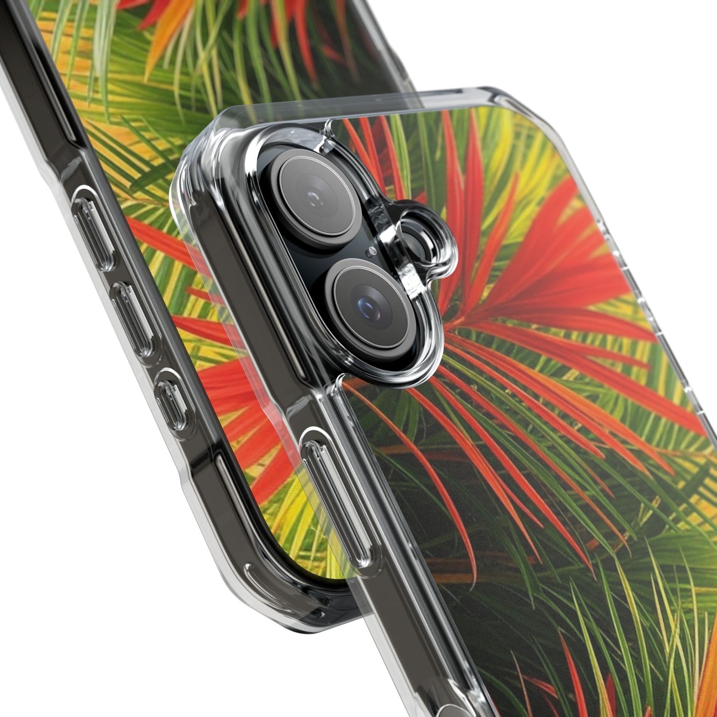 Red Flame Palm Magnetic Clear Phone Case, Many Models
