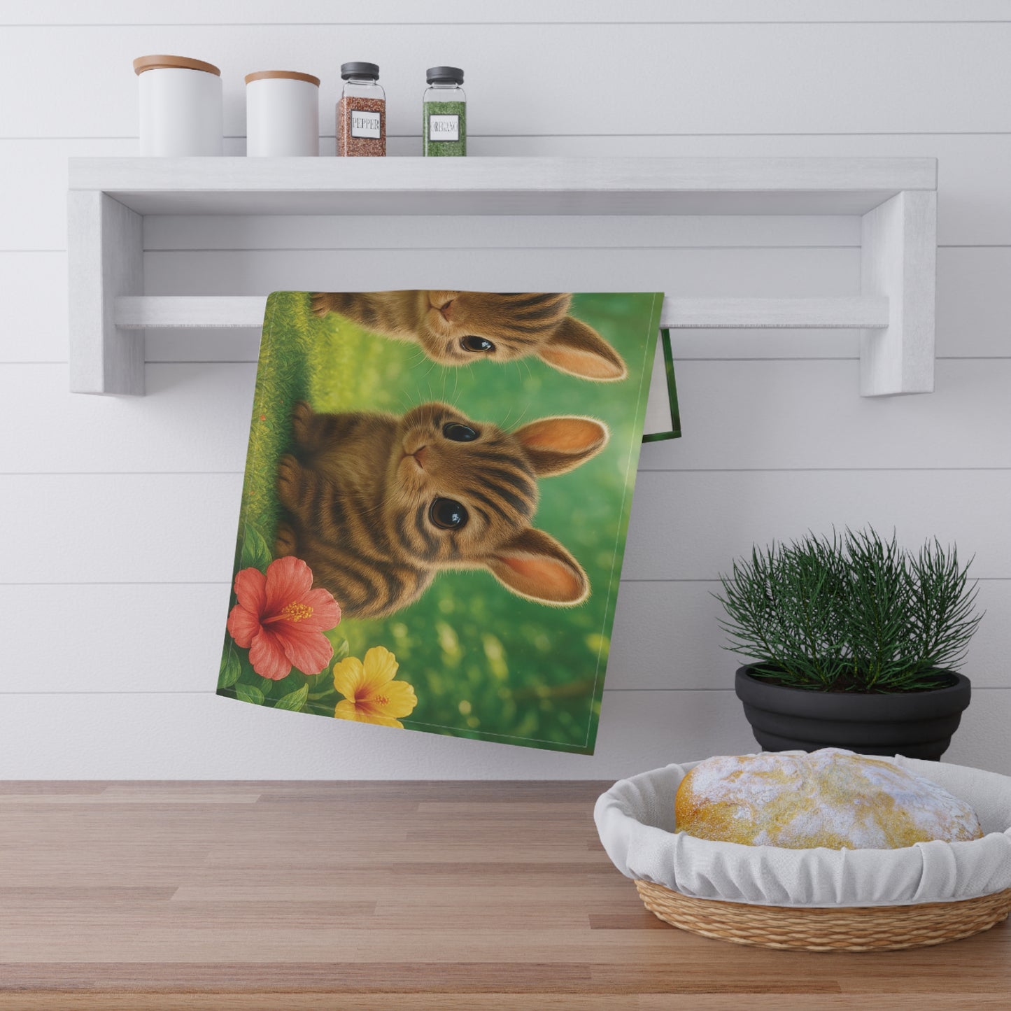 Tropical Tea Towels – Paradise Kitchen Decor / Baby Sumatran Rabbits, Macro