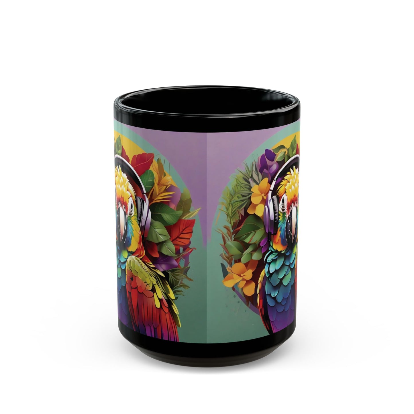 Black Coffee Mug - Rockin' Out Parrot