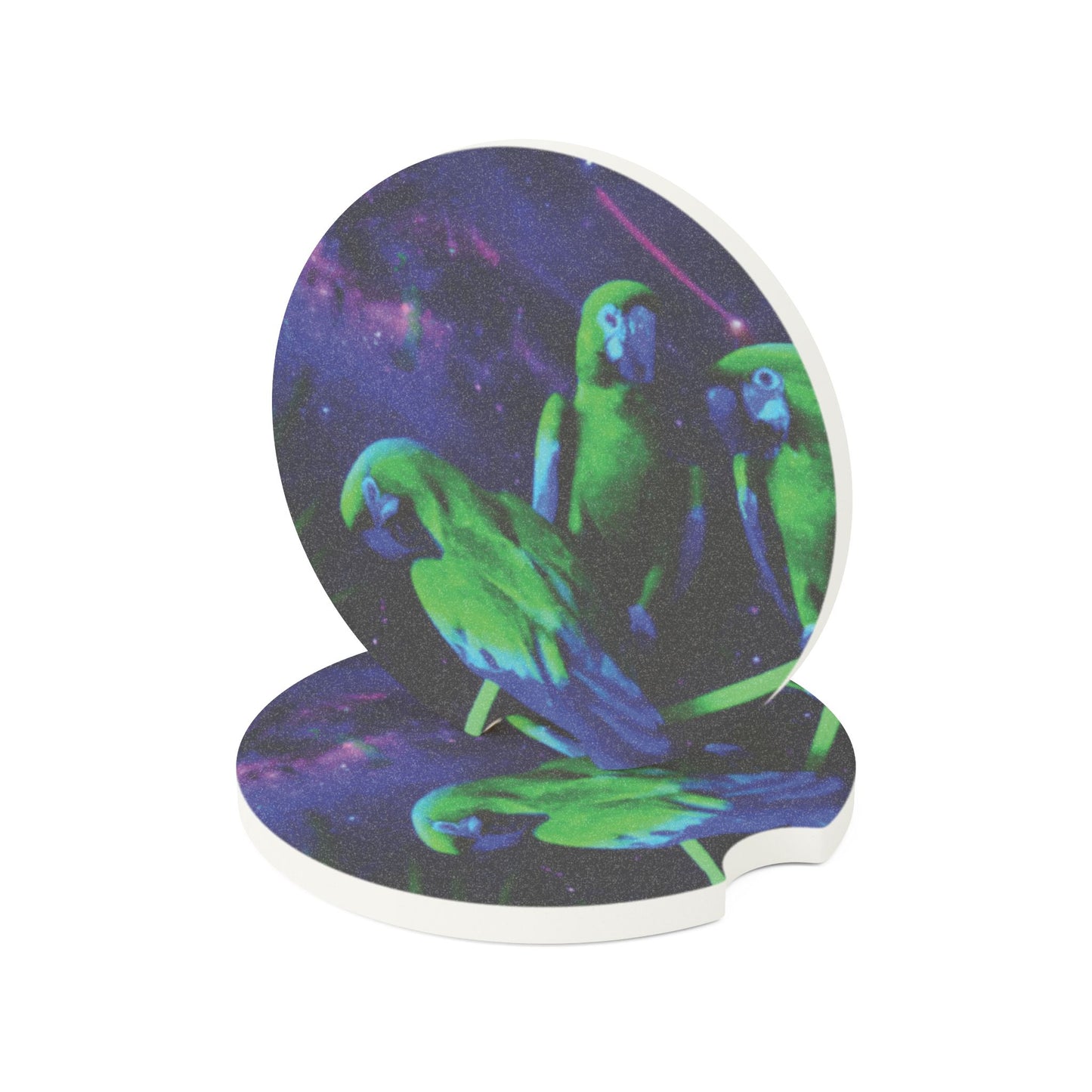 Soapstone Car Coaster - Neon Parrots