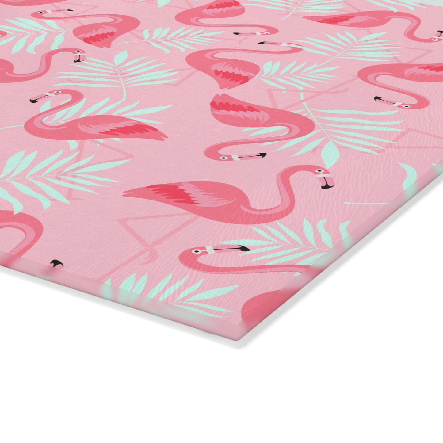 Glass Cutting Board, 2 sizes - Flamingo and White Palms