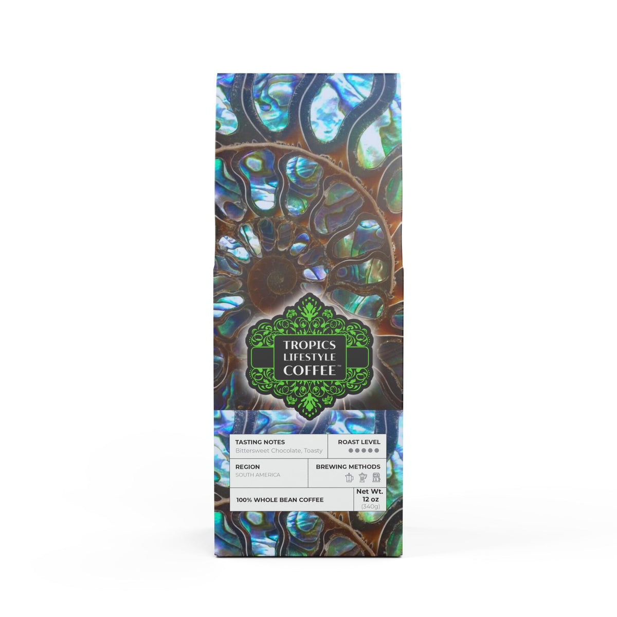 Black Coral Blend™ (Dark French Roast) Specialty Grade Craft Coffee / Ammonite and Abalone