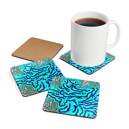 Coaster Set - Wild Coral, Turquoise