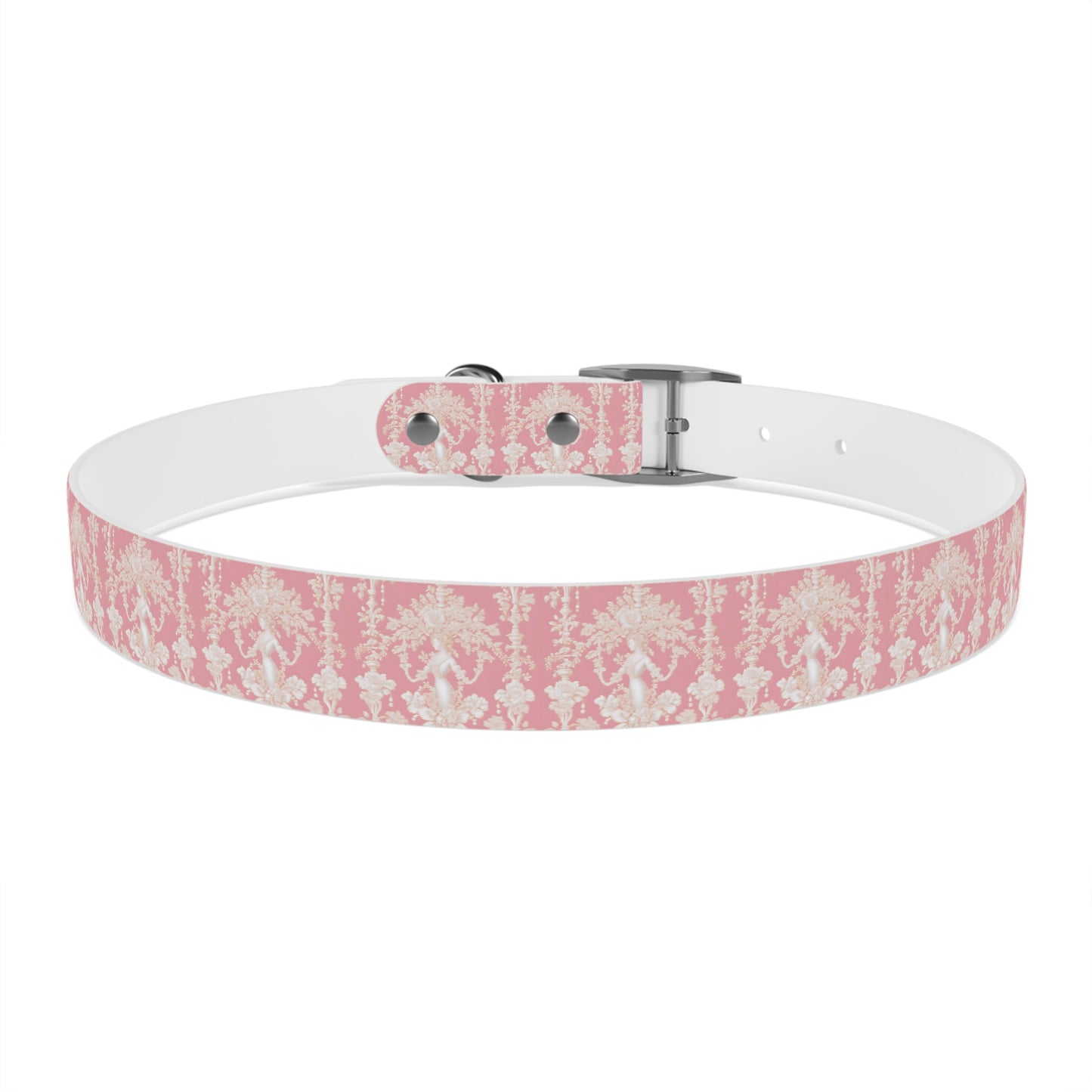 Dog Collar - Pearl Lady Toile, hibiscus pink