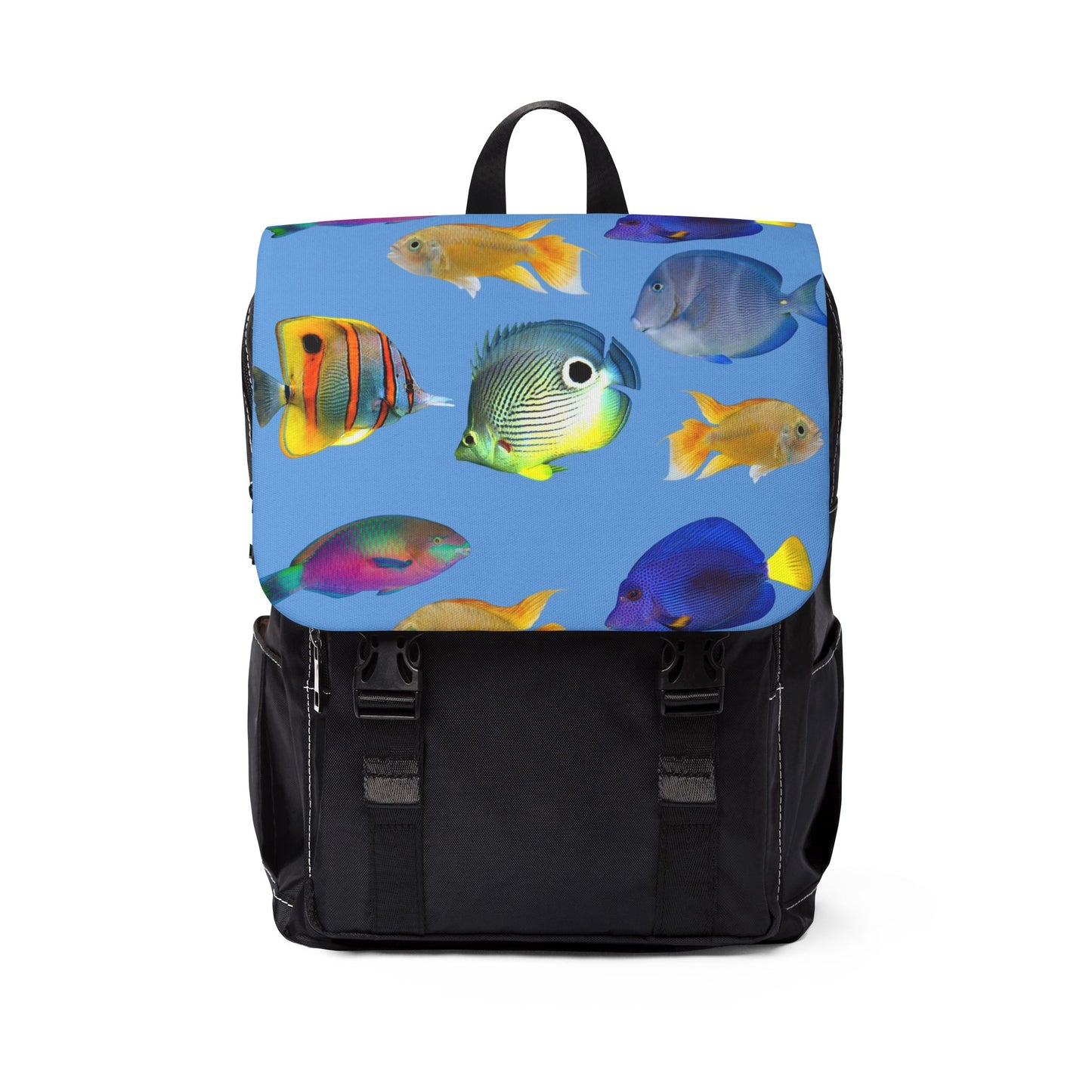 Tropical Casual Backpack - Perfect for Everyday Adventures / School of Fish, Lt. Blue