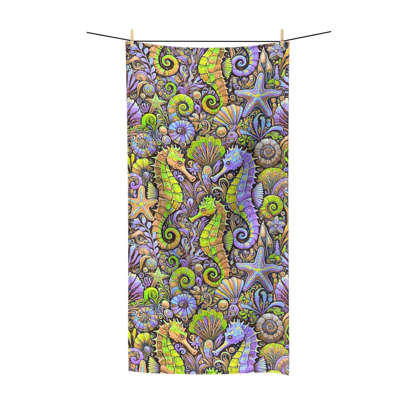 Seahorse Trio/Purple Polycotton Towel