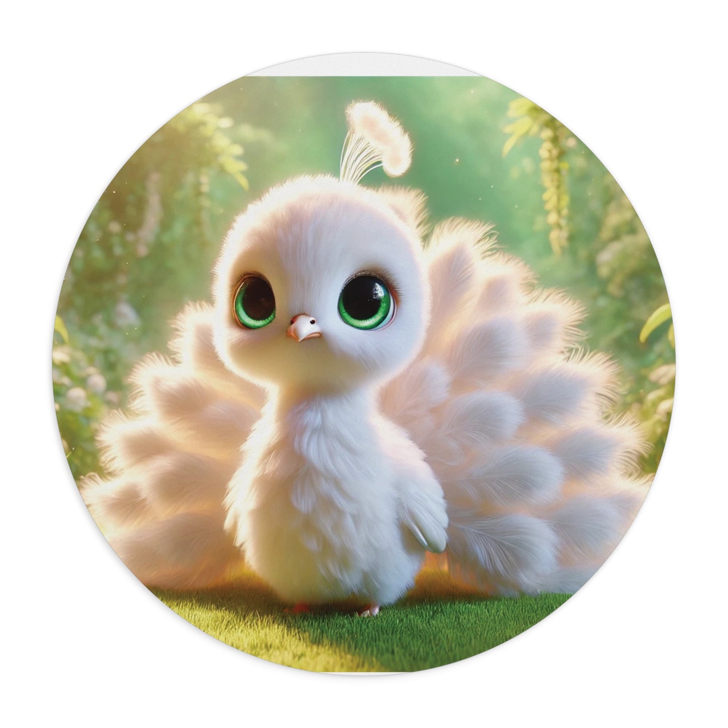 Tropical Mouse Pad, 2 Shapes - Beach Vibes for Home Office & Gamer / Baby White Peacock