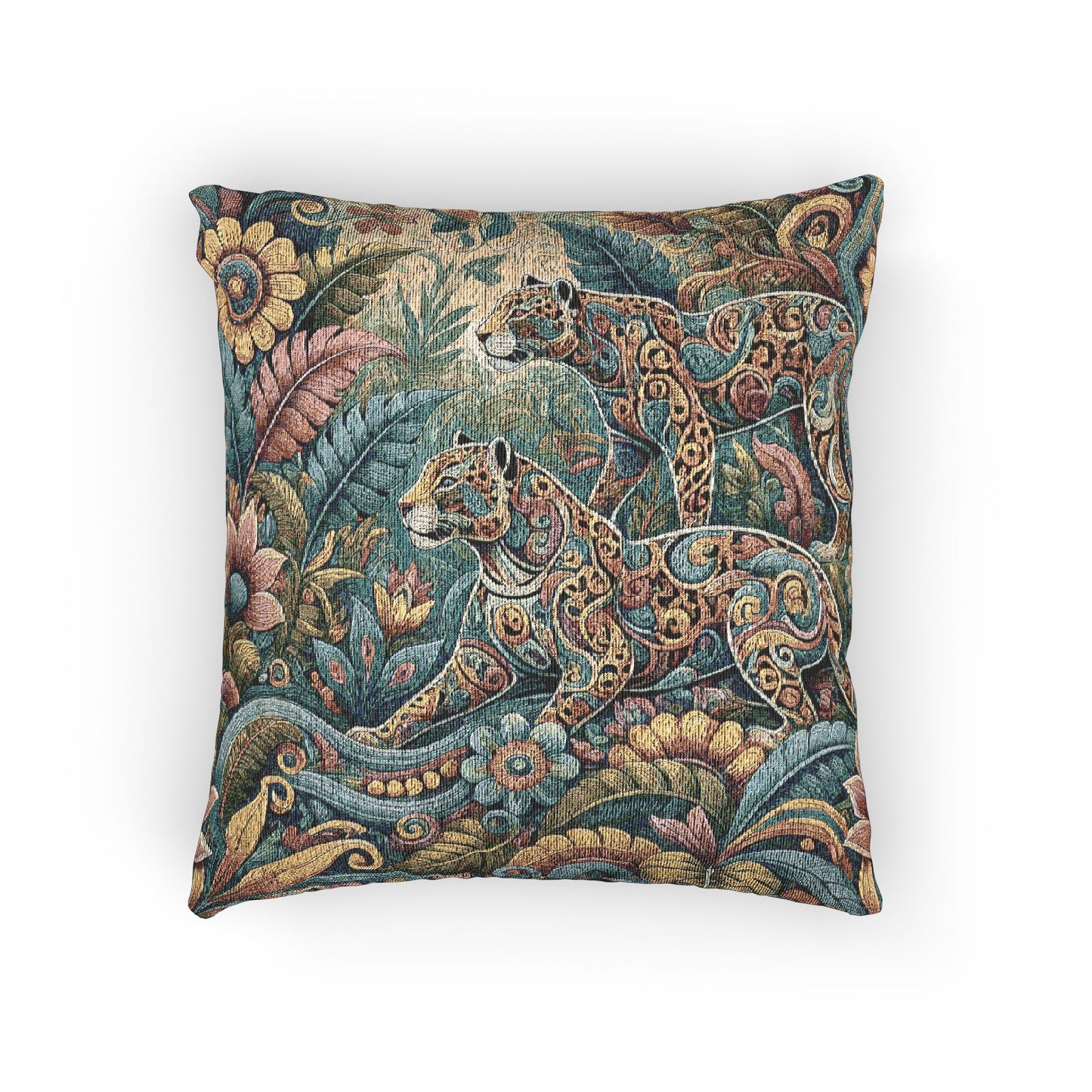 Woven Pillow, 17"W x 18"L ~ Jaguar Pop