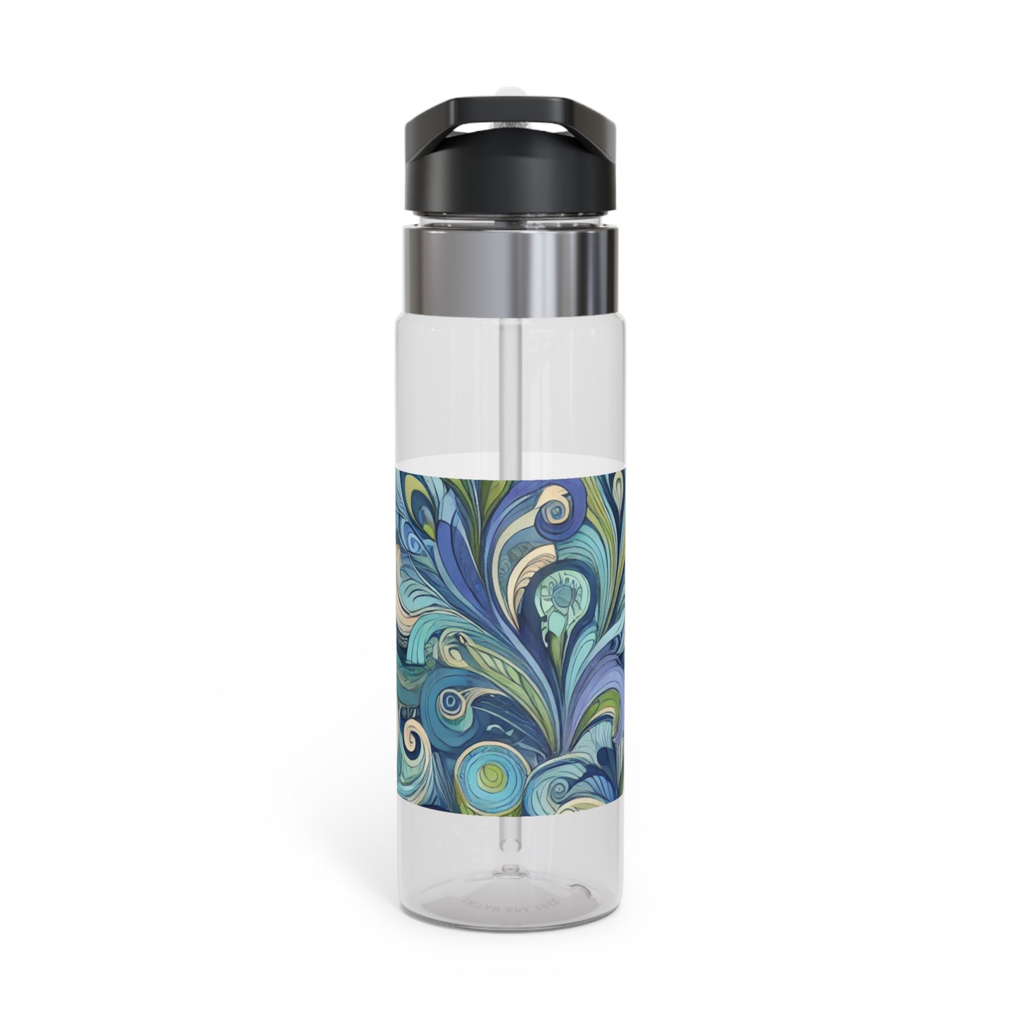 Tropical 20oz Tritan Sport Water Bottle -  Leakproof, Lightweight, BPA-Free / Feather Currents, Blue