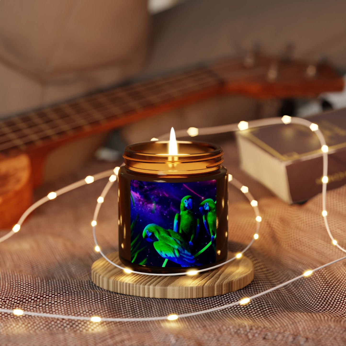 Soy Candle in Amber Jar - Multi-Size / Galactic Parrots
