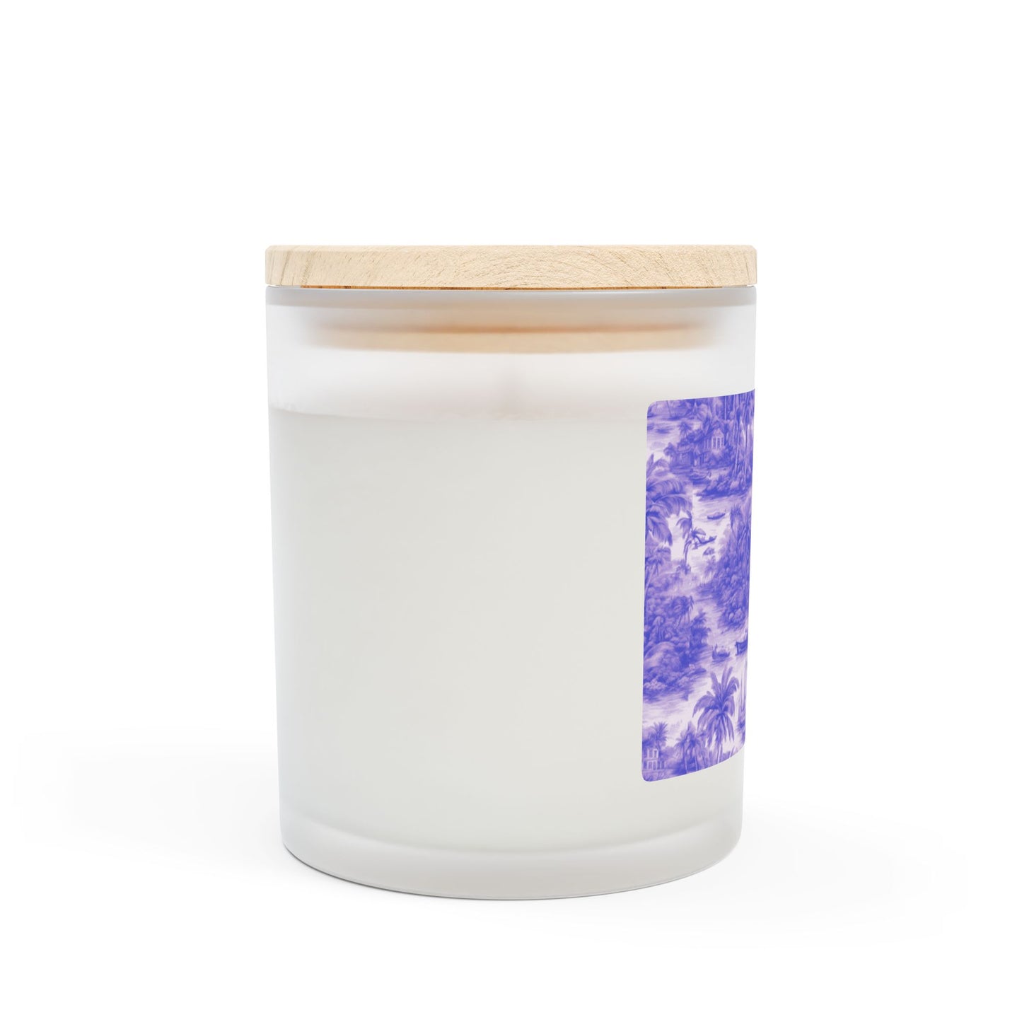 Frosted Glass Candle, 11oz - Tropical Toile #1, Purple