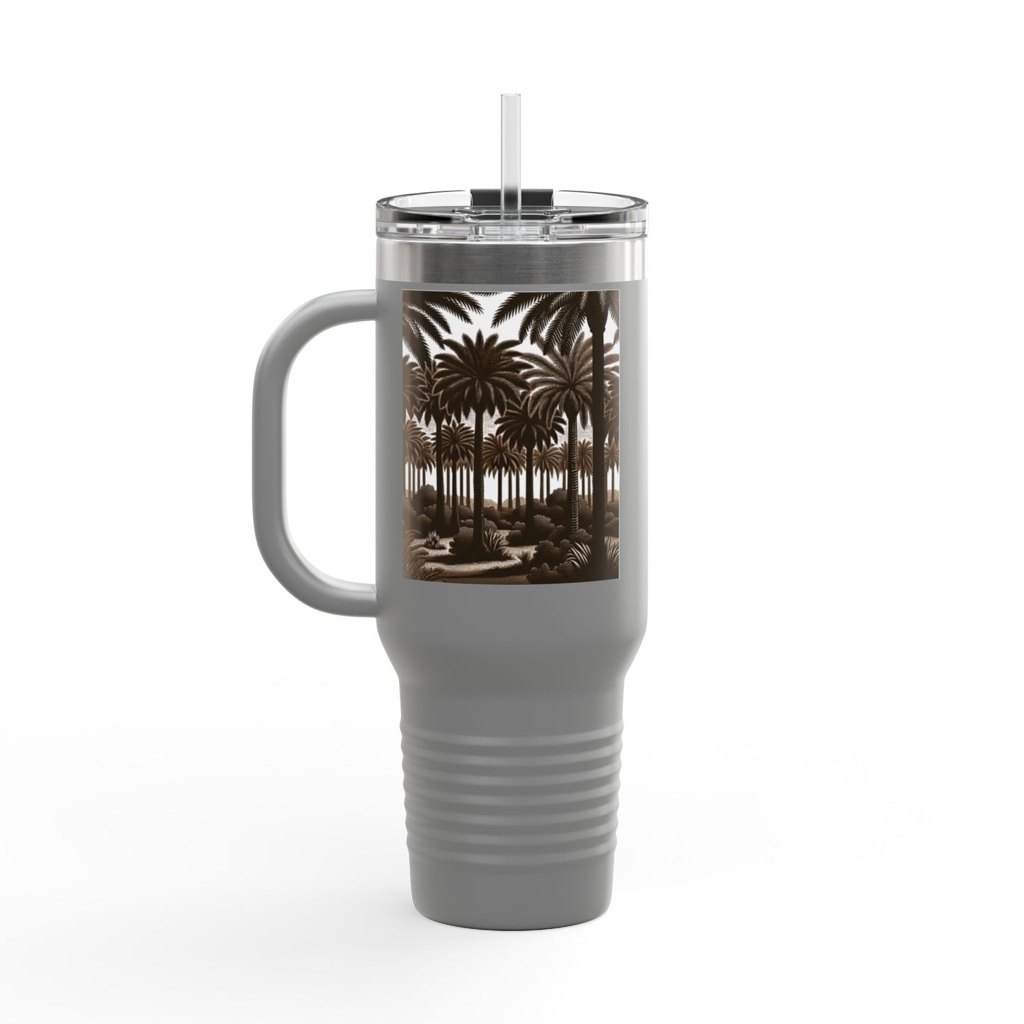 Woodcut Palms Insulated Travel Mug - 40oz - Perfect for Outdoor Adventures