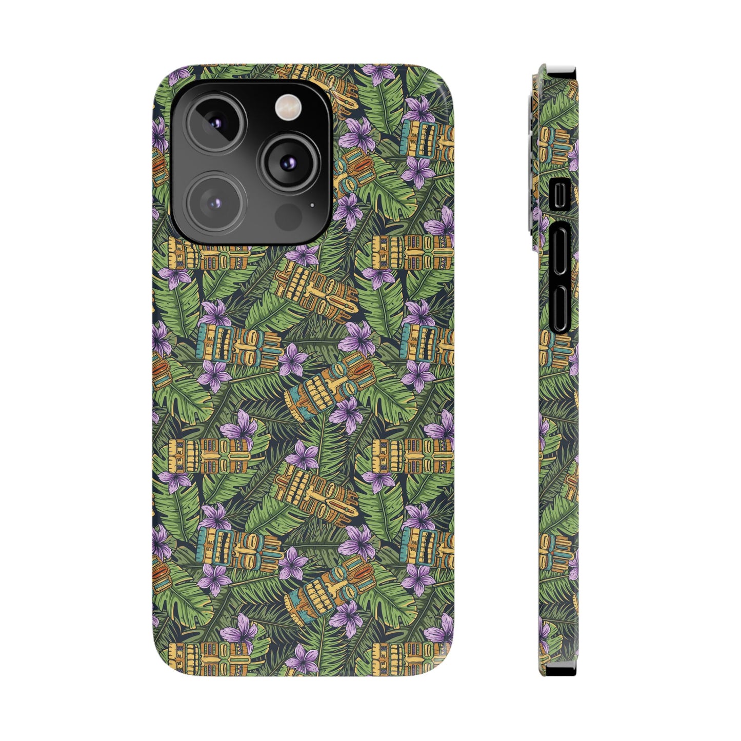 Slim Phone Cases - Tiki Purple Greenery