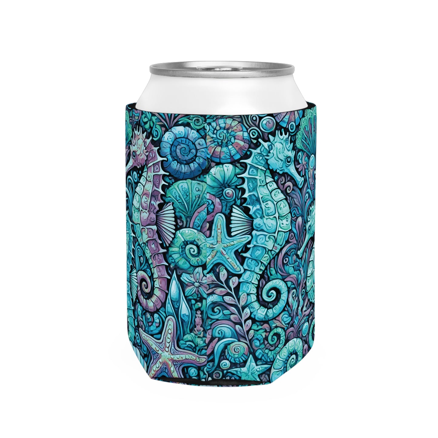 Seahorse Trio/Turquoise Can Cooler Sleeve - Perfect for Outdoor Picnics