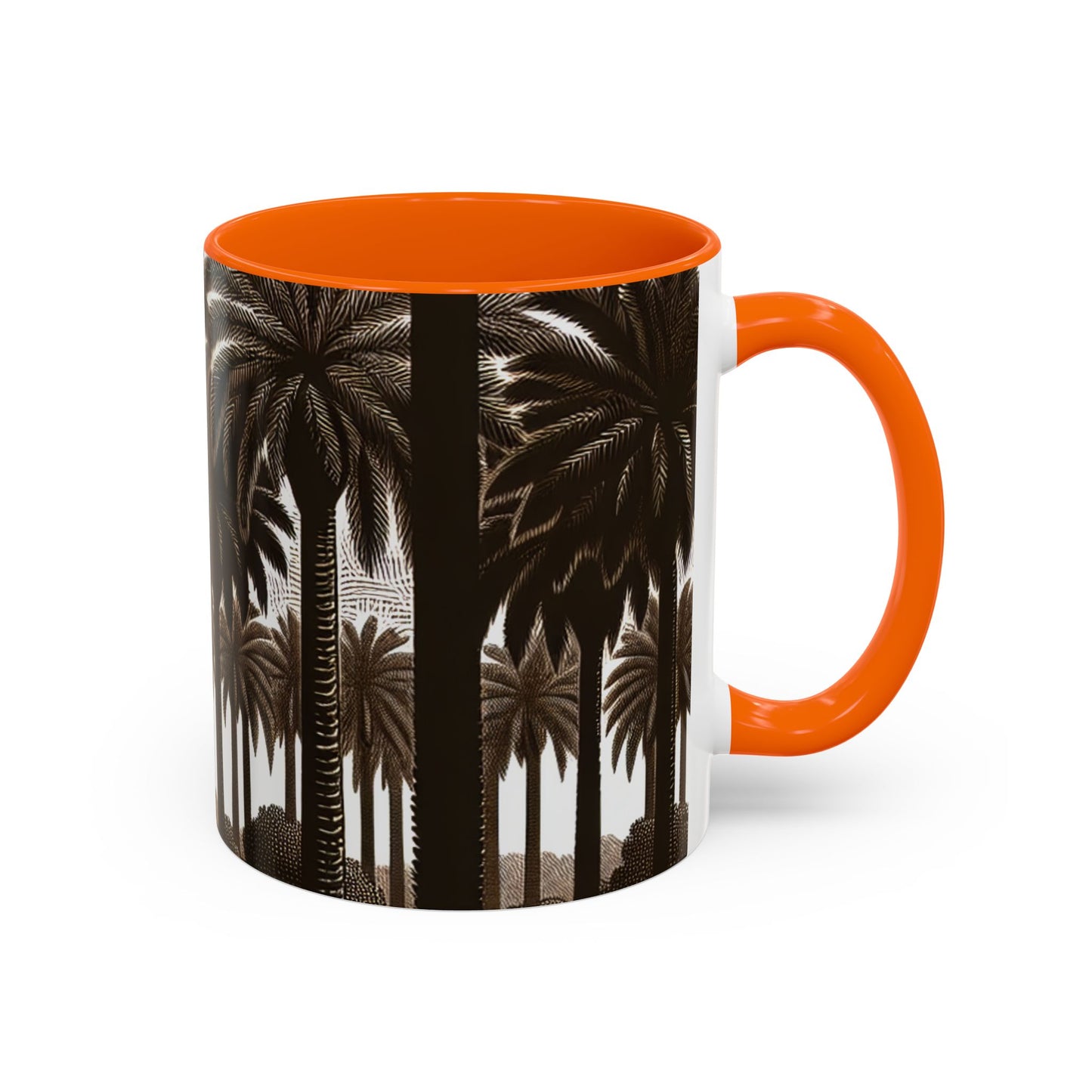 Accent Coffee Mug (11, 15oz) - Woodcut Palm Grove