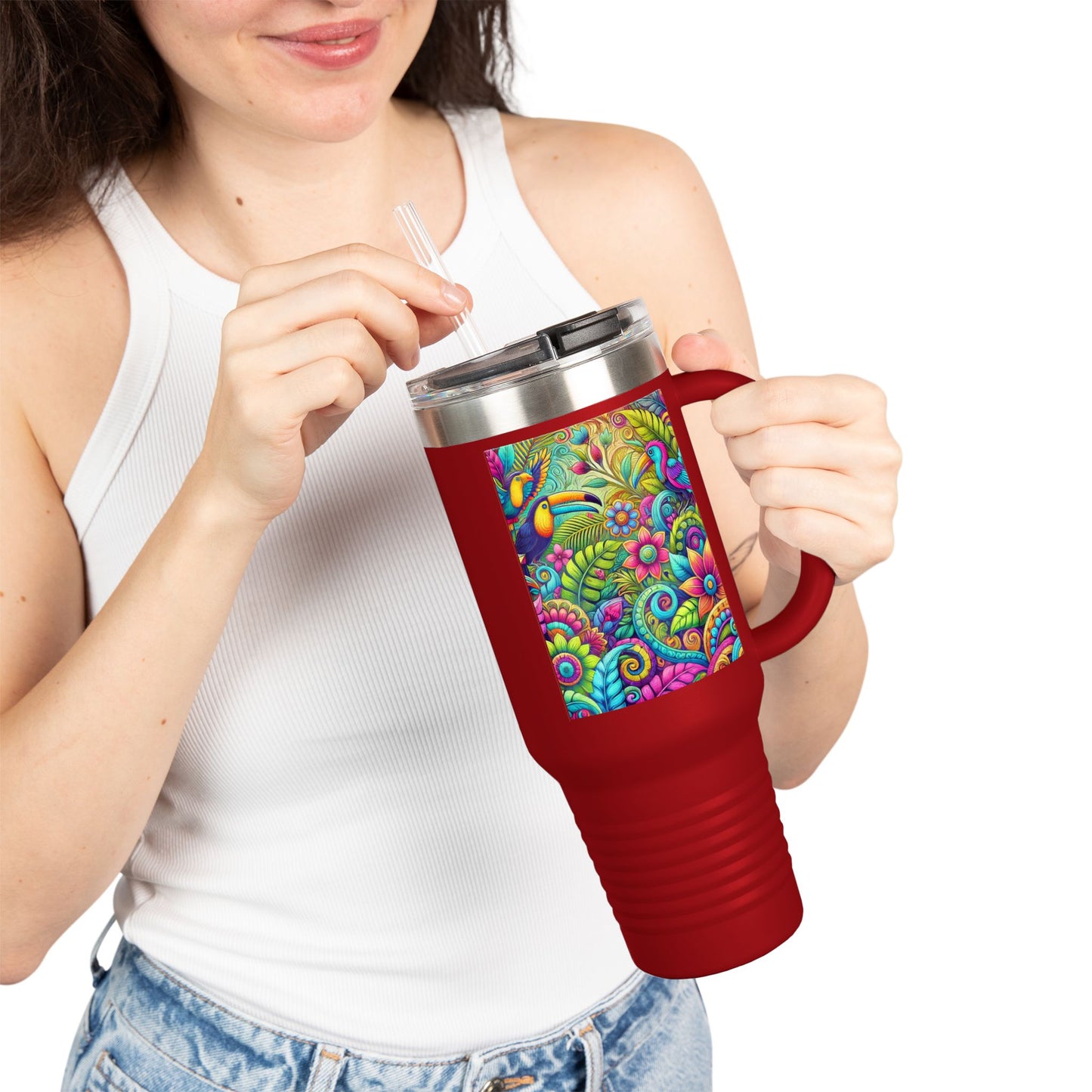 Insulated Travel Mug, 40oz / Rainforest Music - Perfect for Outdoor Adventures
