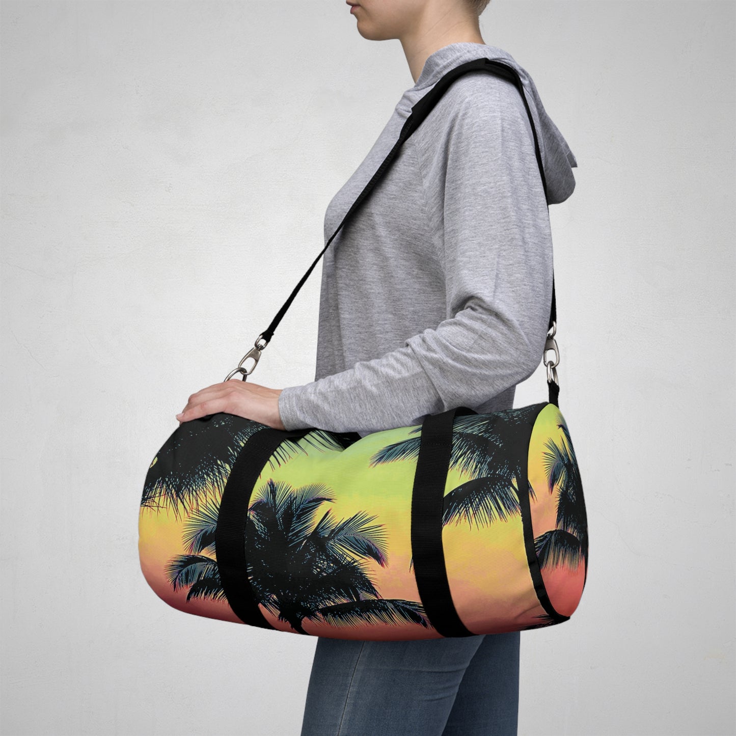 Tropical Duffel Bag - Perfect for Travel and Gym / Palm Glow, Sangria