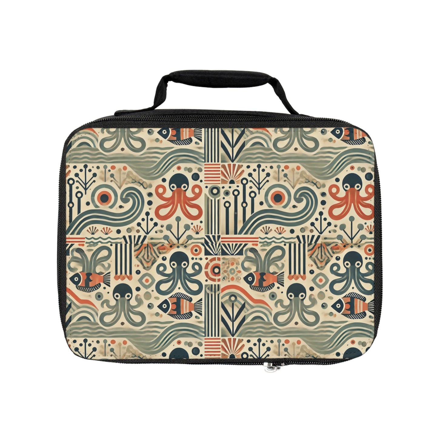 Mid-Century Octopus Lunch Bag - Eco-Friendly Insulated Tote, Adult and Child Lunchbox / Perfect for Picnics, Beach Outings