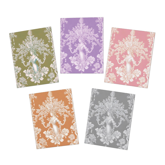 Elegant Multi-Design Greeting Cards | 5-Pack for All Occasions / Pearl Lady Toile