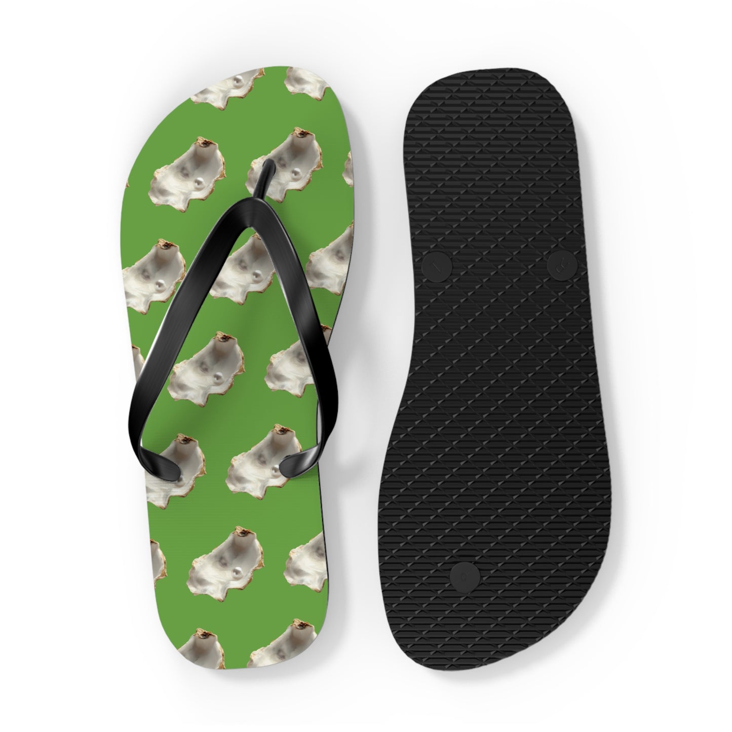 Flip Flops - White Pearl Oyster, green