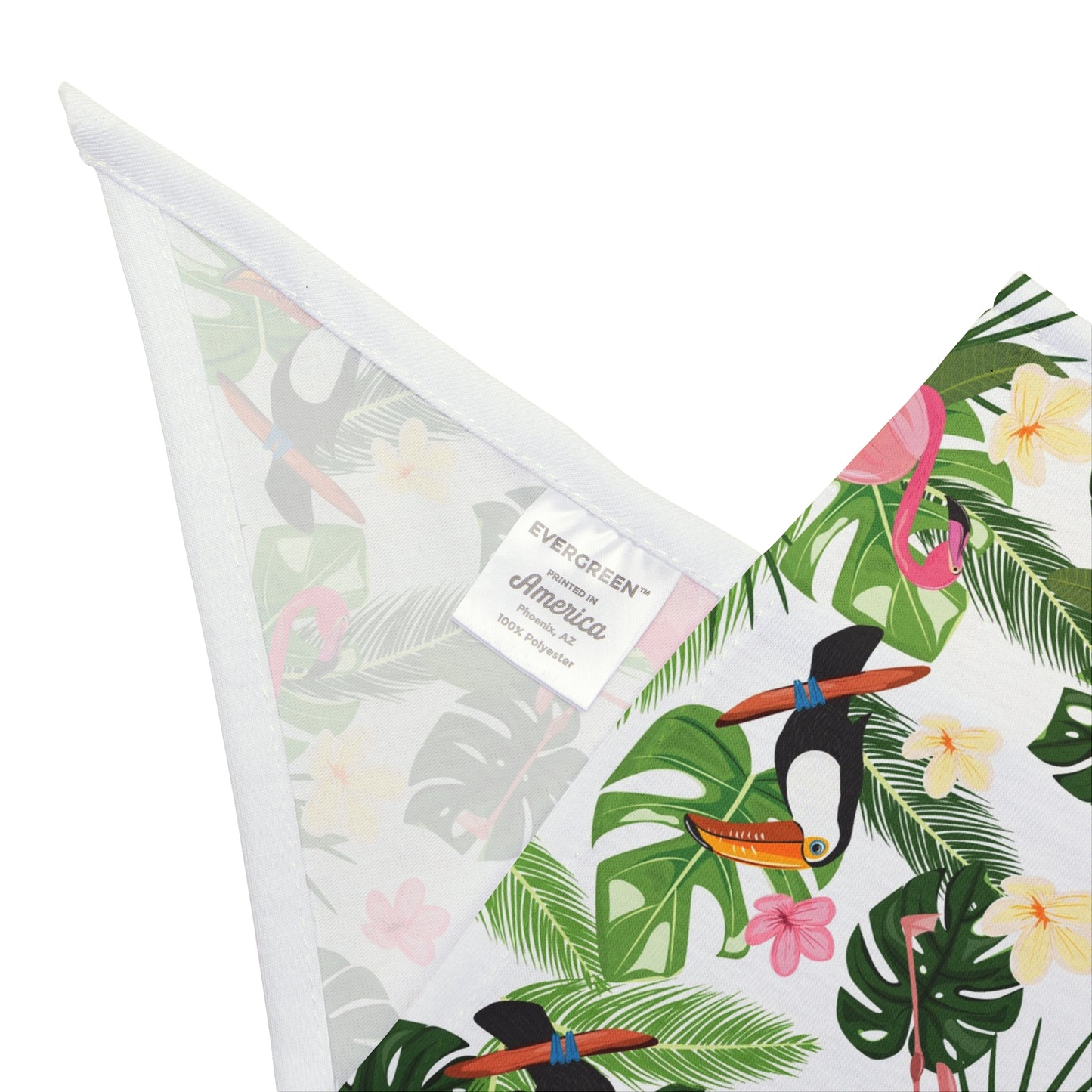 Flamingos With White Palms Tropical Pet Bandana, 2 Sizes - Stylish accessory for dogs & cats