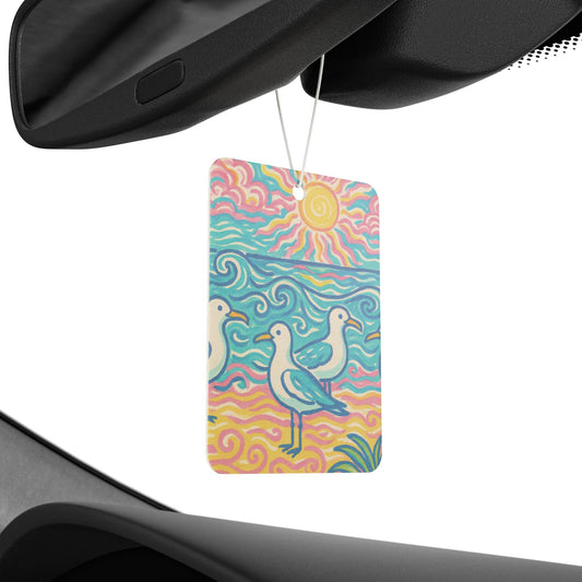 Beach Seagulls Car Air Freshener - Vibrant Tropical Aromatic Décor