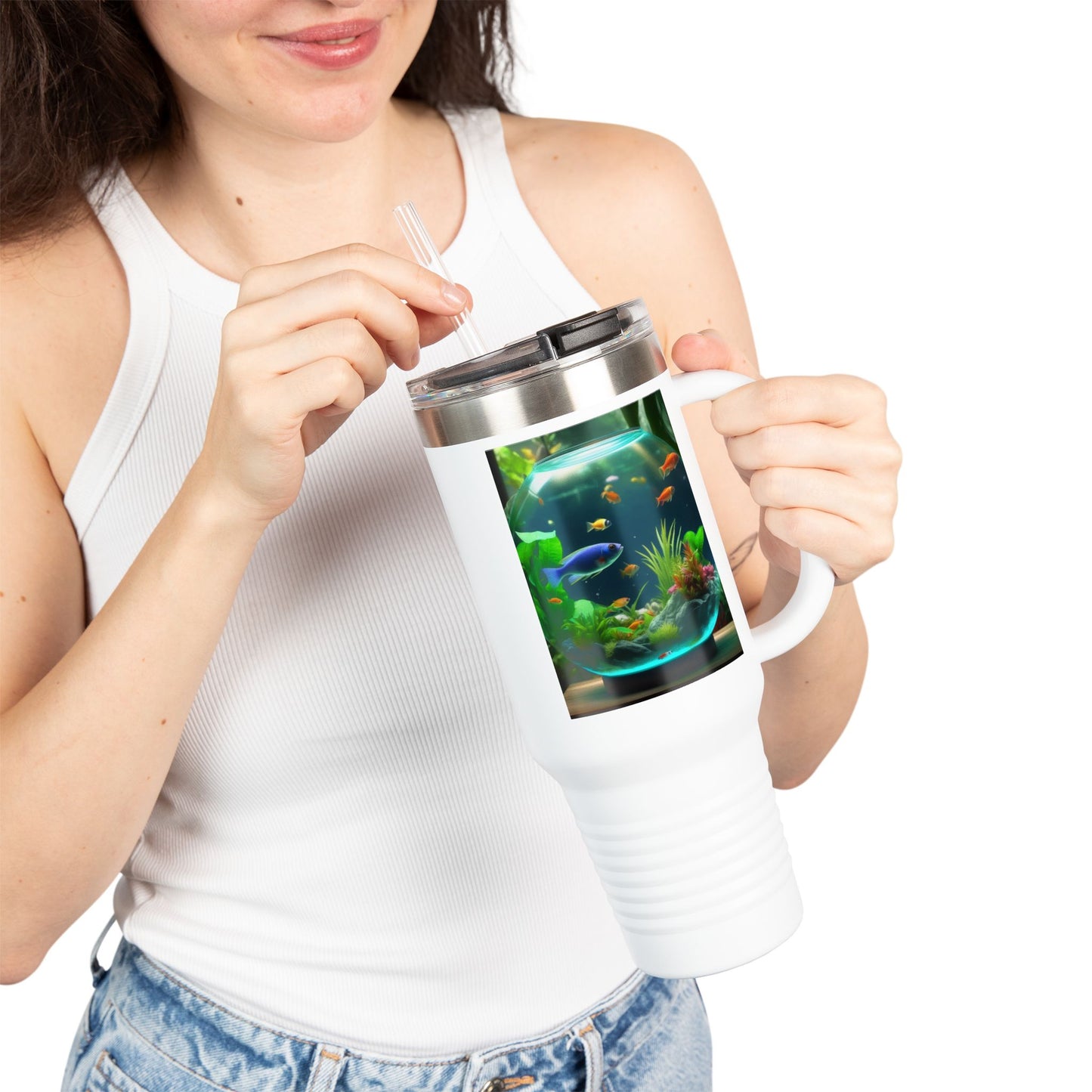 Insulated Travel Mug, 40oz / Tropical Fish Bowl #1 - Perfect for Outdoor Adventures