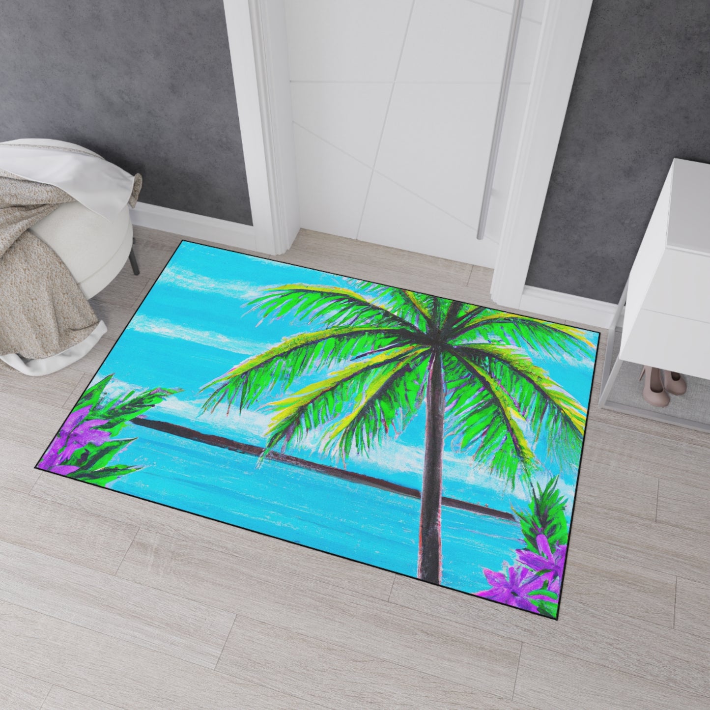 Heavy Duty Floor Mat, 5 Sizes – Tropical Area Rug for Home Décor / Calm Beach