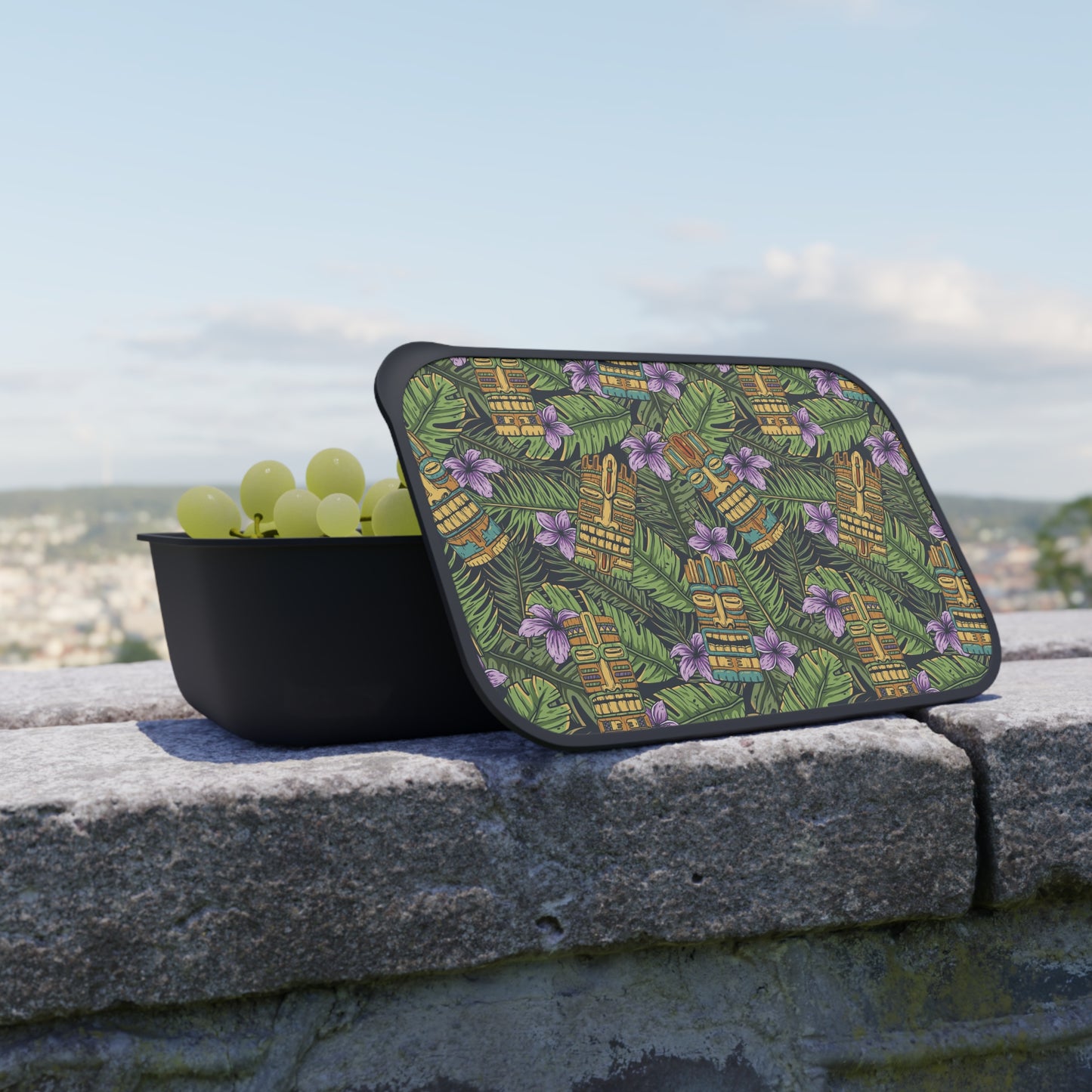 Bento Box with Utensils - Tiki Purple Greenery