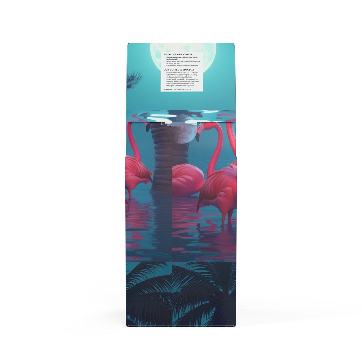 Beach Sunrise Blend™ (Light Roast) Specialty Grade Craft Coffee / Moonlit Mermaid and Flamingos