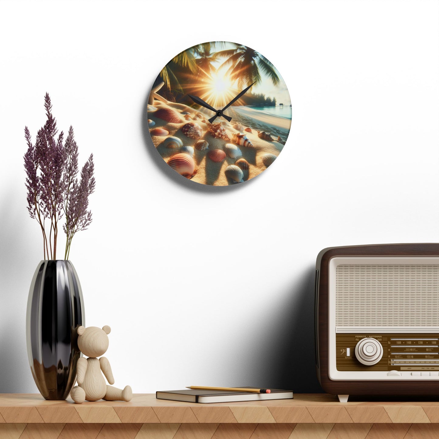 Acrylic Wall Clock, Sunrise on Shell Beach, 4 Variants