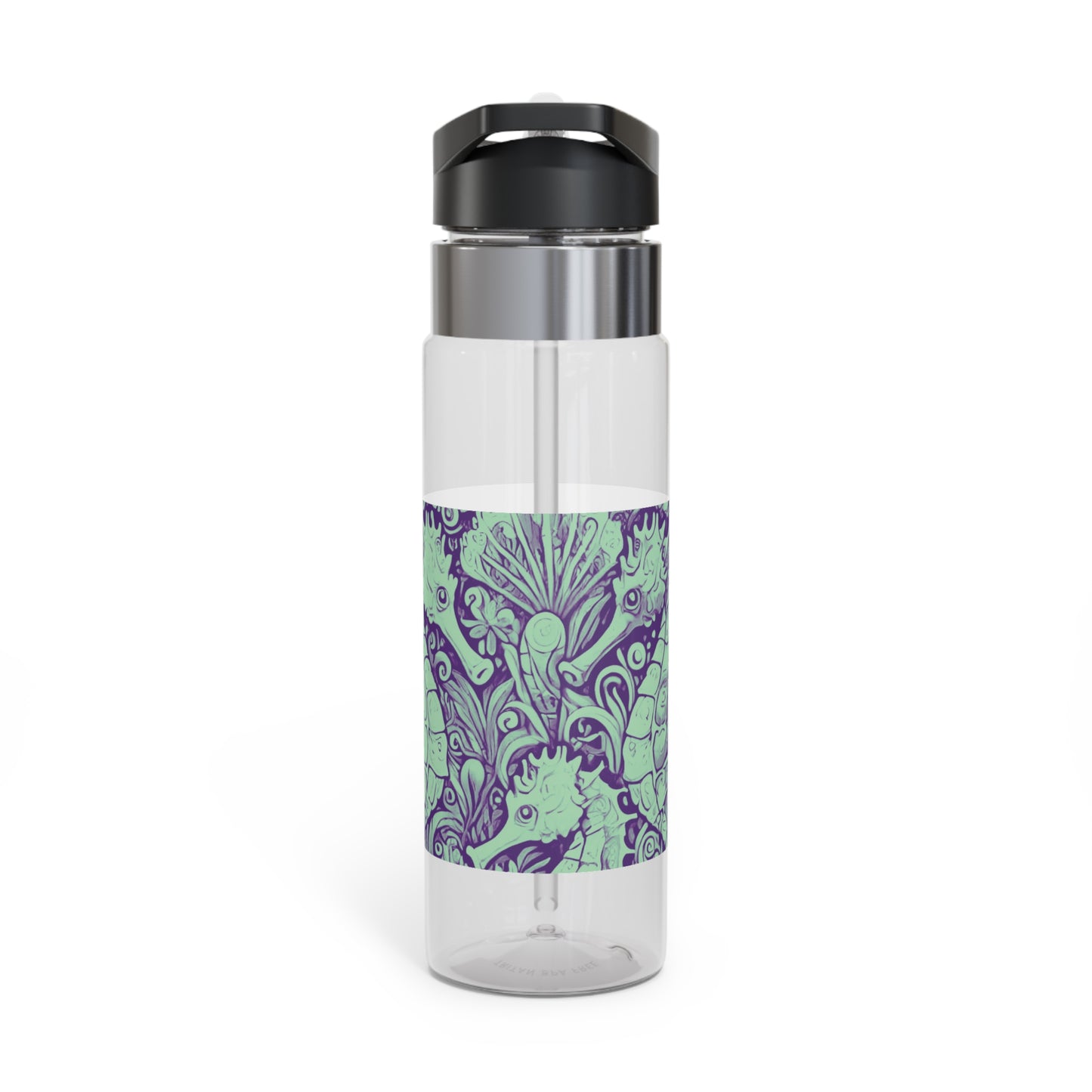 Tropical 20oz Tritan Sport Water Bottle -  Leakproof, Lightweight, BPA-Free / Seahorse Trio, Minty Macro