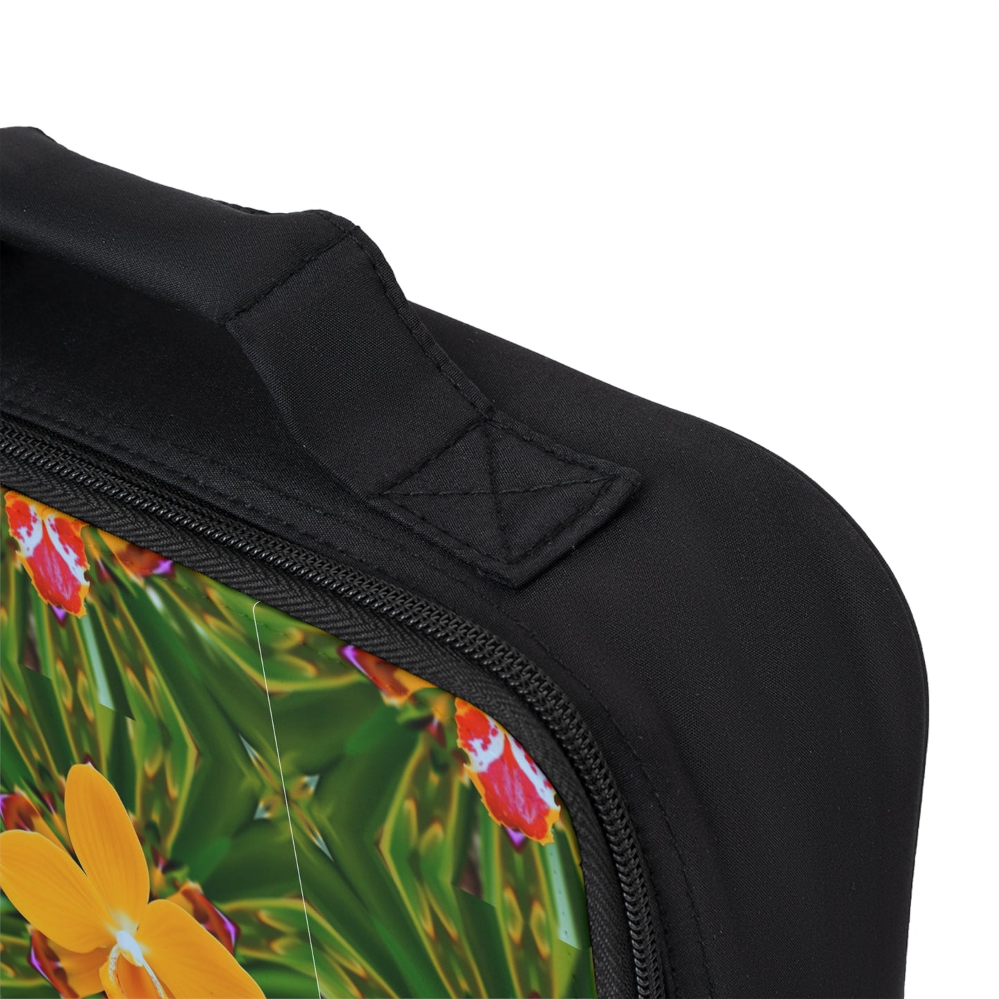 Copy of Orange Orchid Kaleidoscope Lunch Bag - Eco-Friendly Insulated Tote, Adult and Child Lunchbox / Perfect for Picnics, Beach Outings