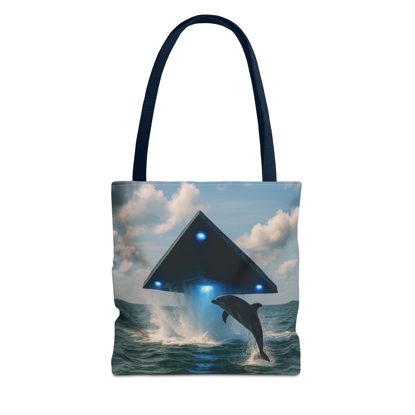 UFO and Dolphin in Ocean Tote Bag - 3 Sizes