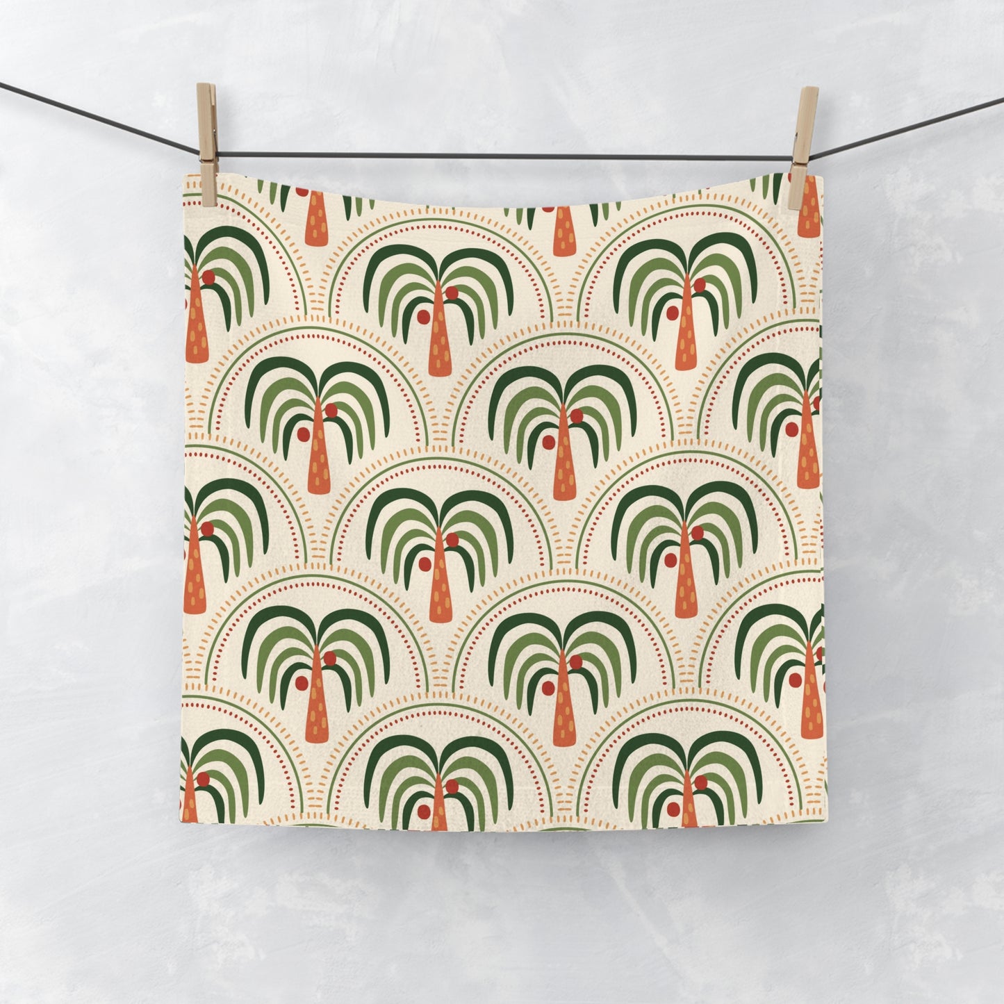 Face Towel - Stylized Mosaic Palms