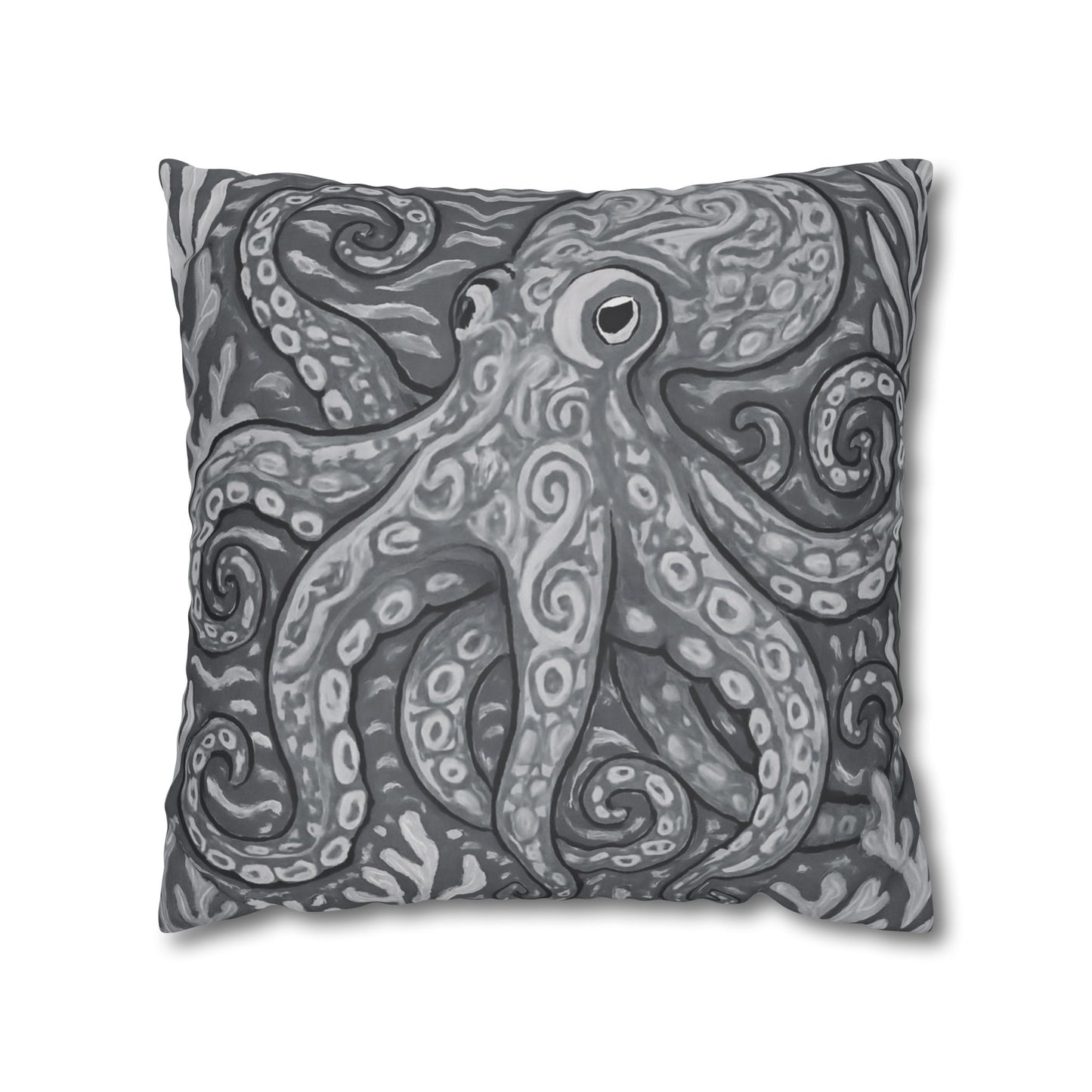 Faux Suede Square Pillowcase - Noir Kraken Joe