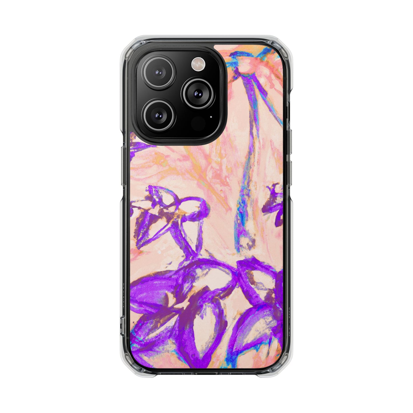 Tropical Doodles/Peach Magnetic Clear Phone Case, Many Models