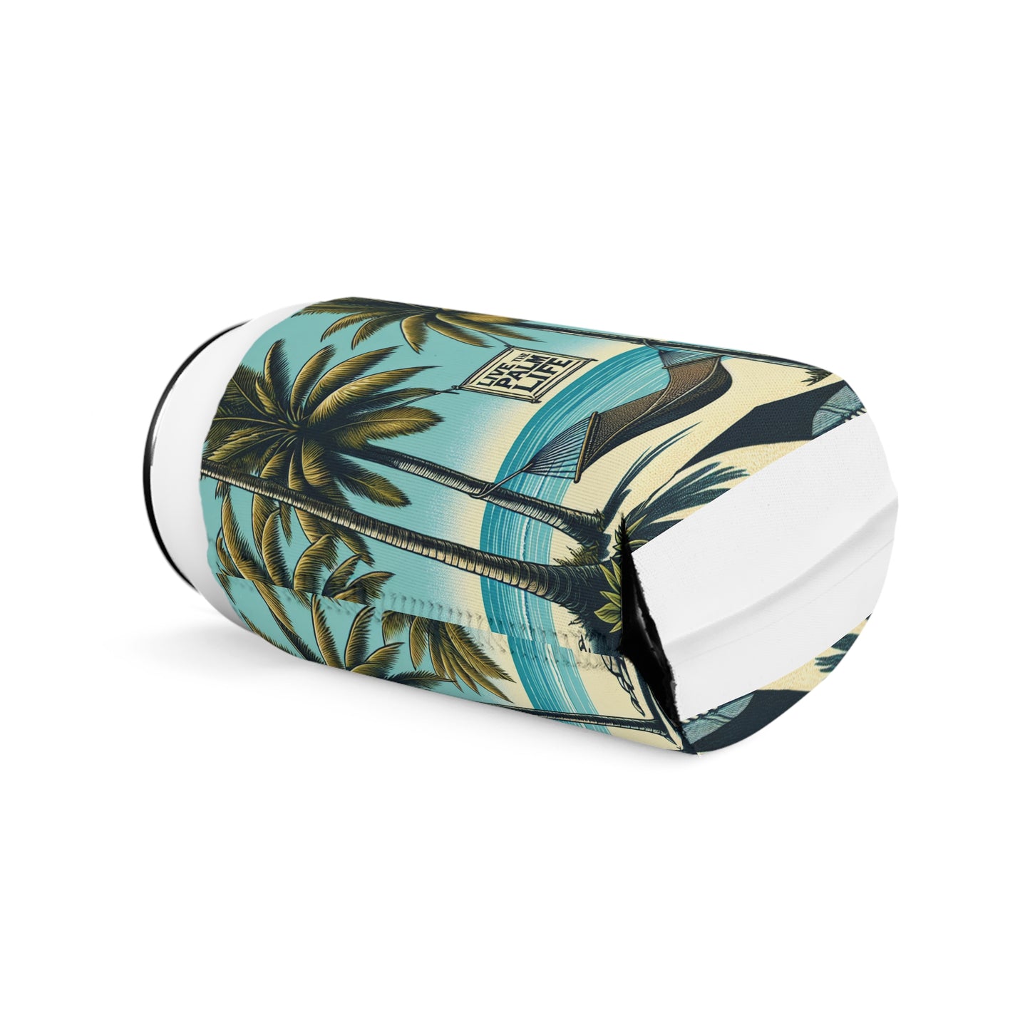 Hammock on Beach Can Cooler Sleeve - Perfect for Outdoor Picnics