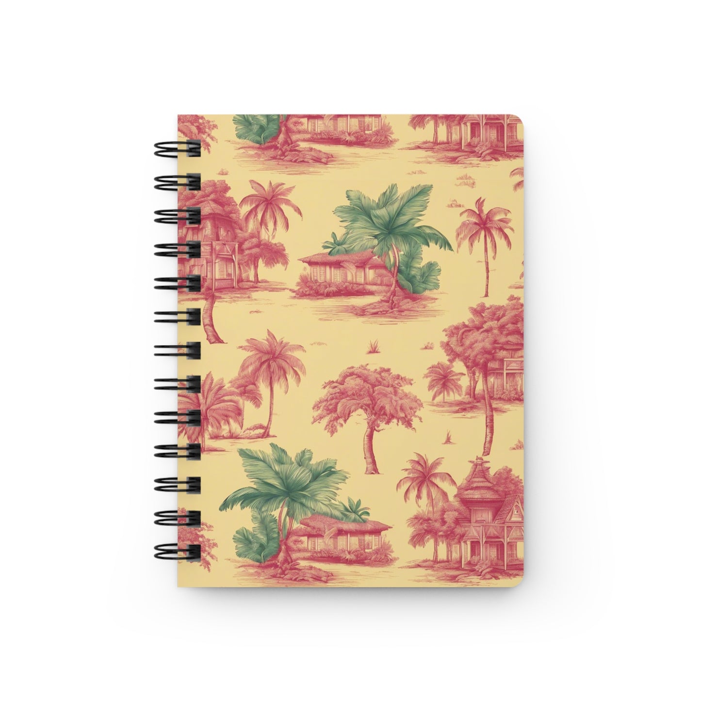 Spiral Bound Journal - Tropical Toile, red/green