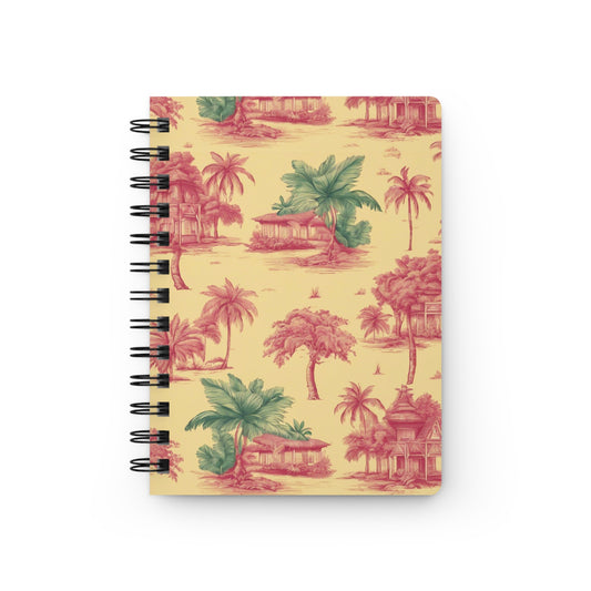 Spiral Bound Journal - Tropical Toile, red/green