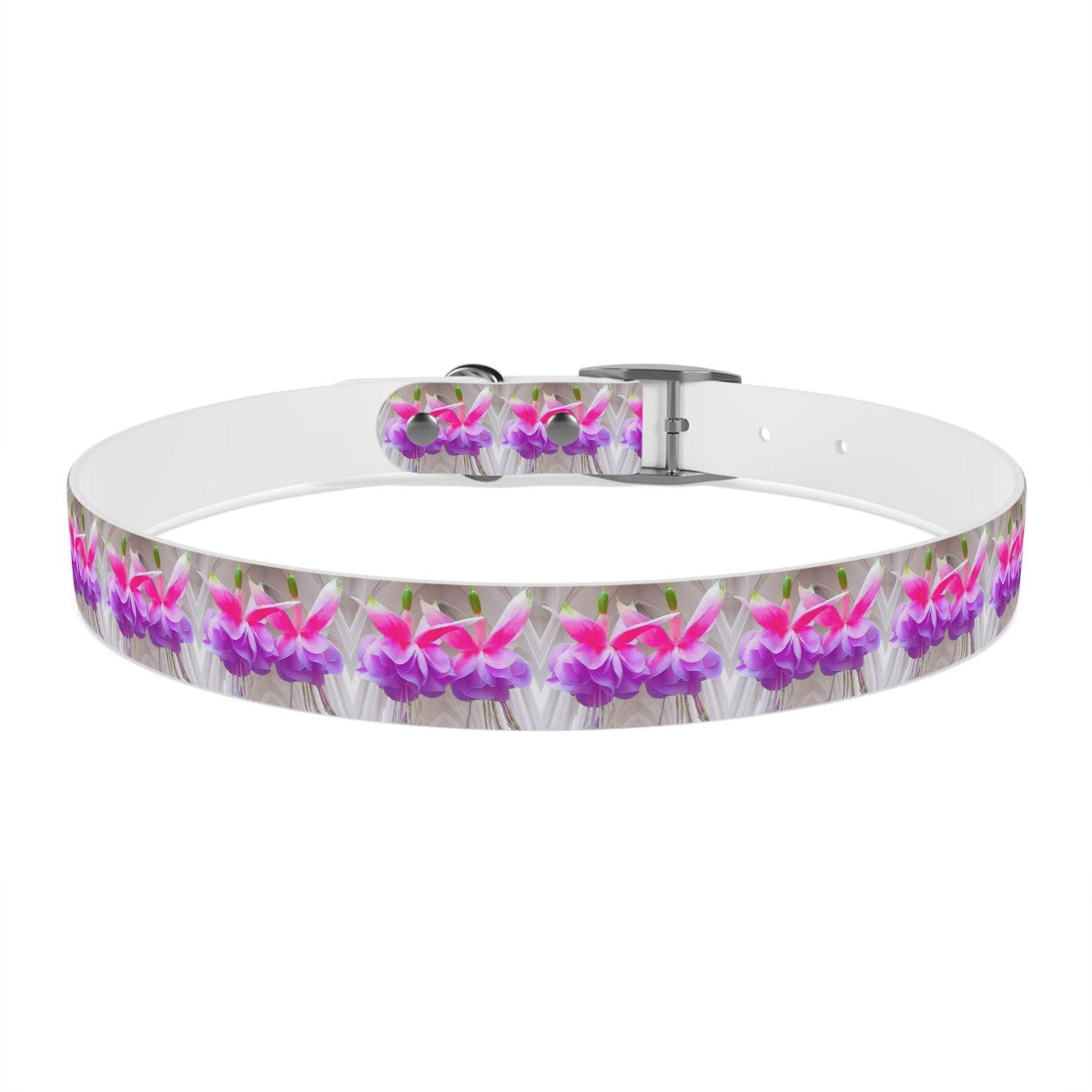 Dog Collar - Two Pink Fuchsias / Gothic, Kaleidoscope