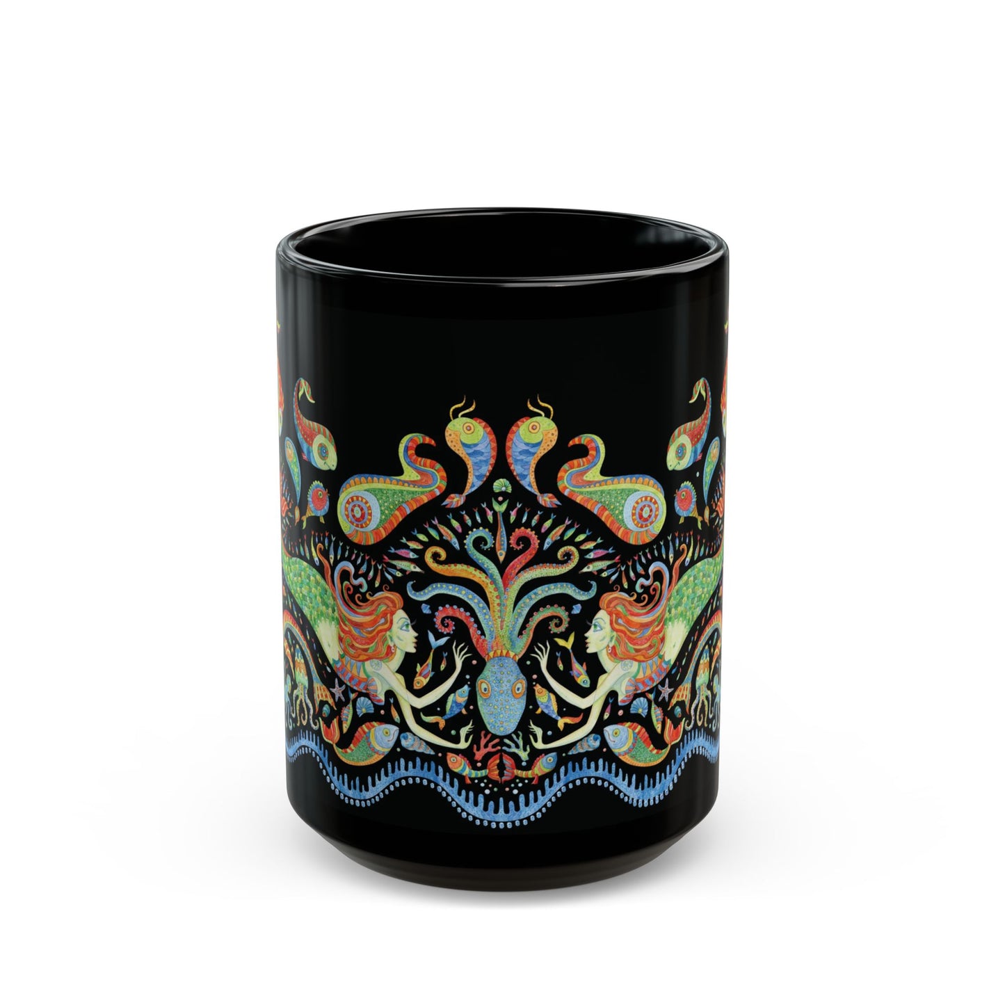 Black Mug (11oz, 15oz), Mermaid Kingdom, Night