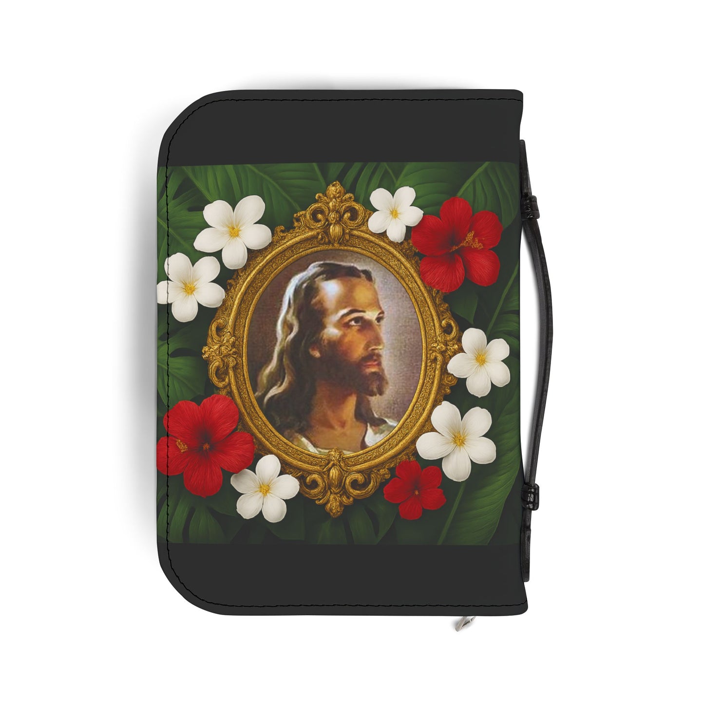 Tropical Jesus Bible Cover, Black / Floral Bible Cover Protector, Church Accessories