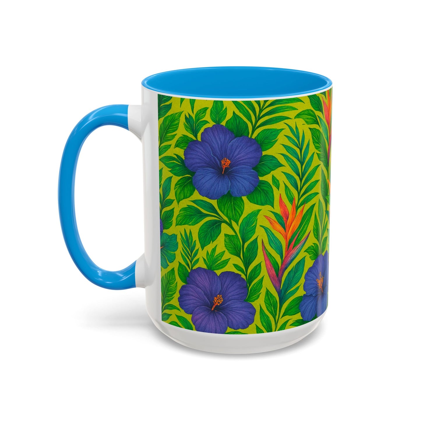Vibrant Floral Coffee Mug - 11oz & 15oz / Midnight Flower Lime