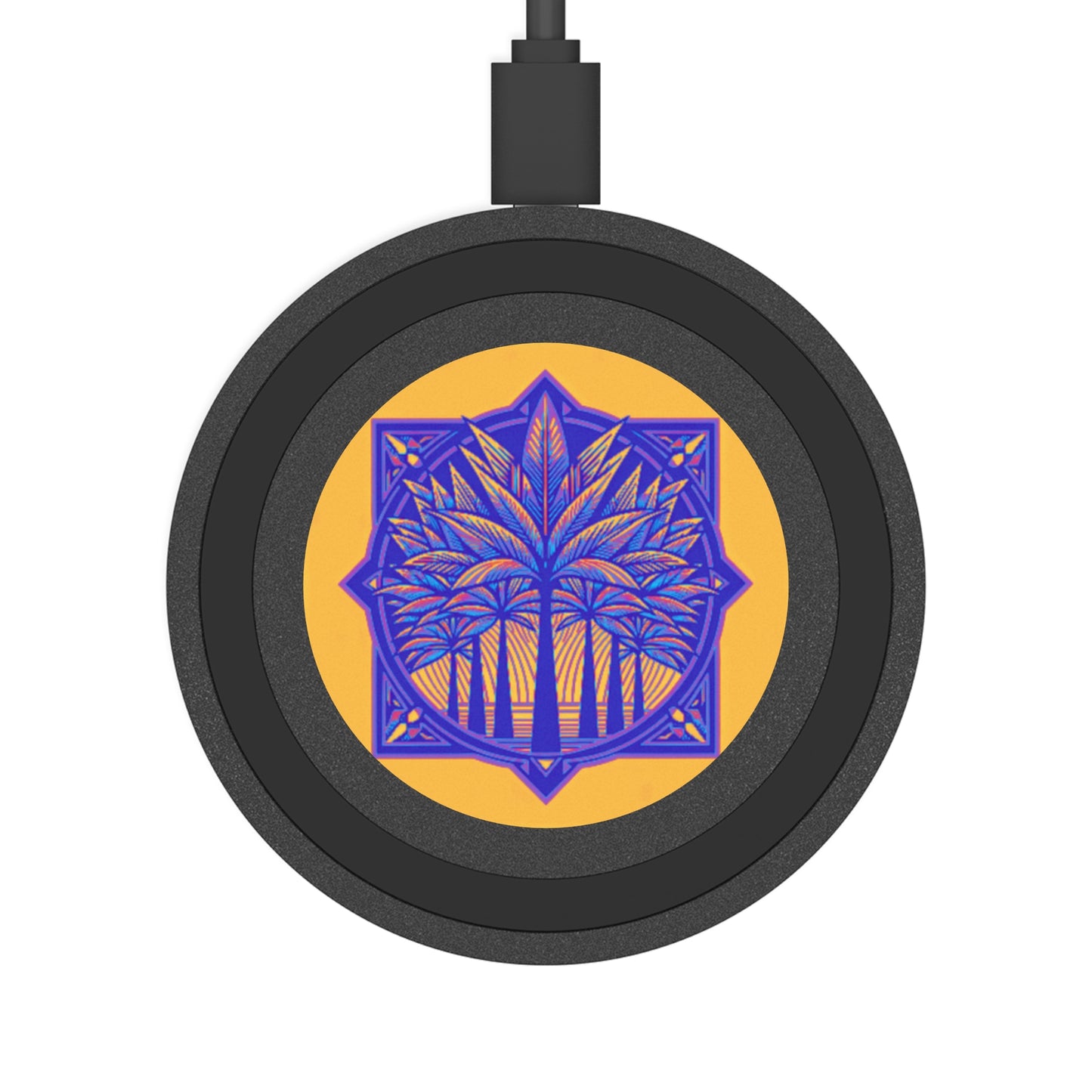 Quake Wireless Charging Pad - Deco Palm Trees, Purple/Orange