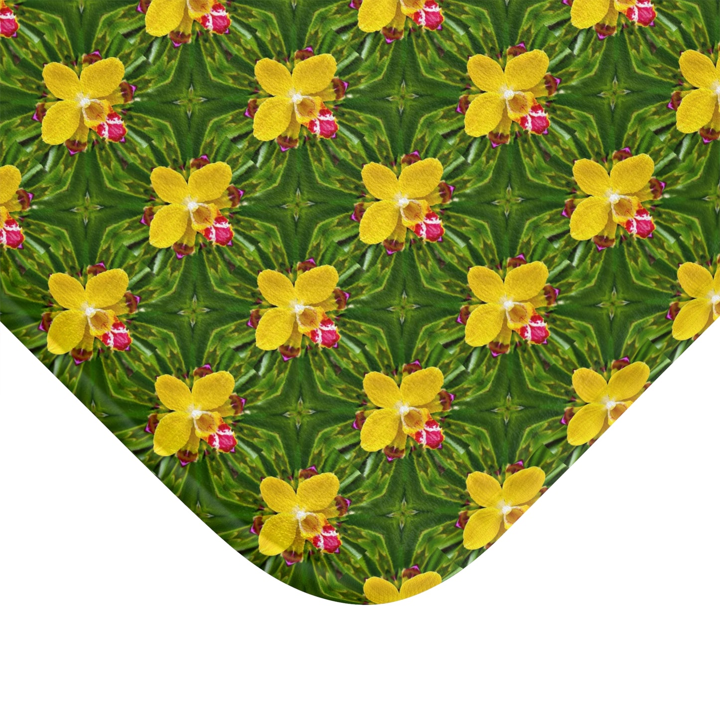 Bath Mat - Yellow Orchid Kaleidoscope