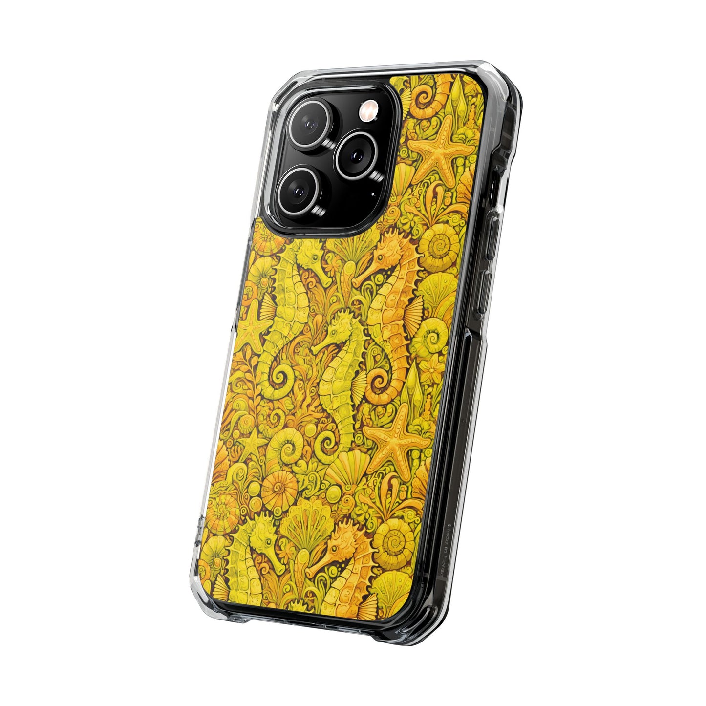 Seahorses/Yellow Magnetic Clear Phone Case, Many Models