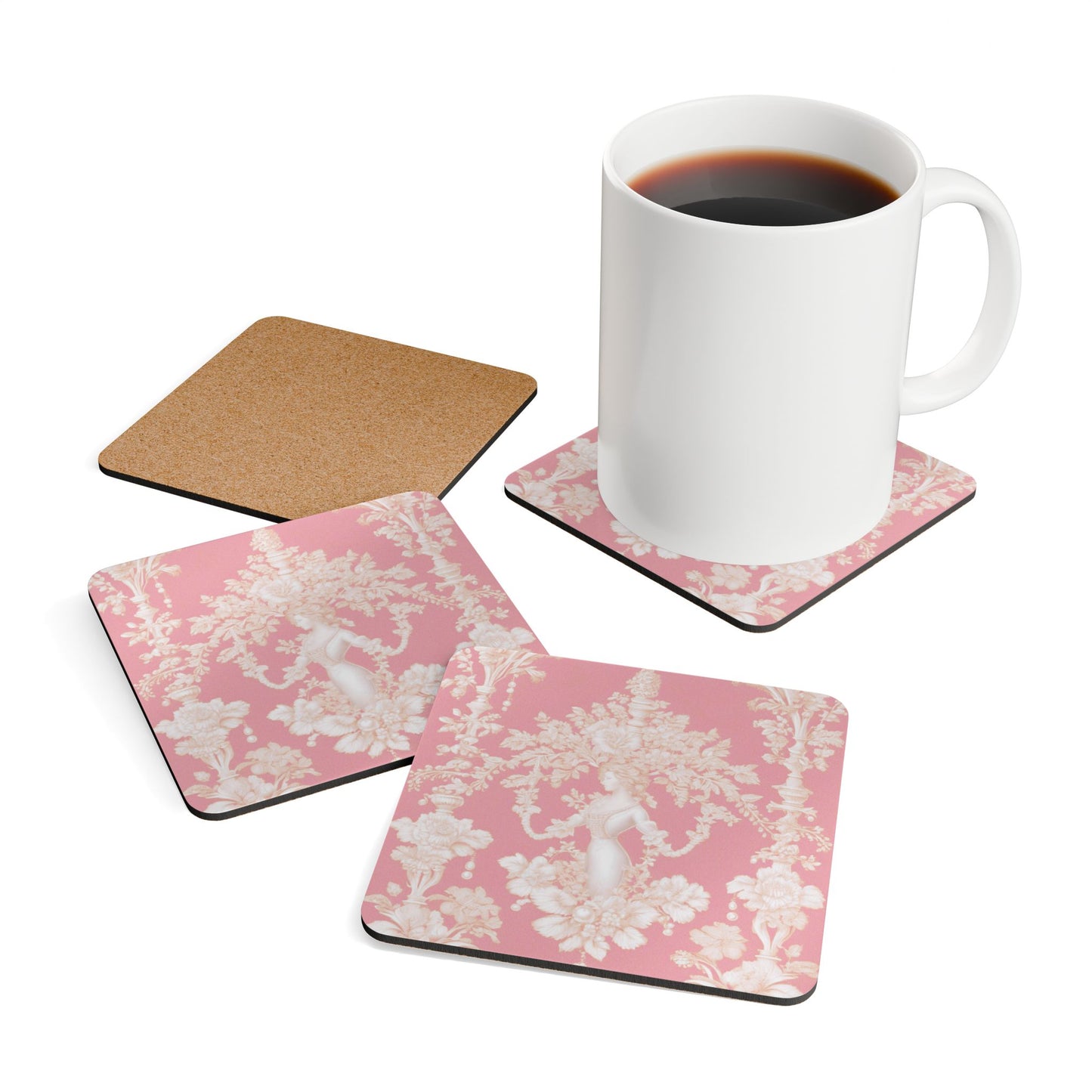 Coaster Set - Pearl Lady Toile, Hyacinth Pink